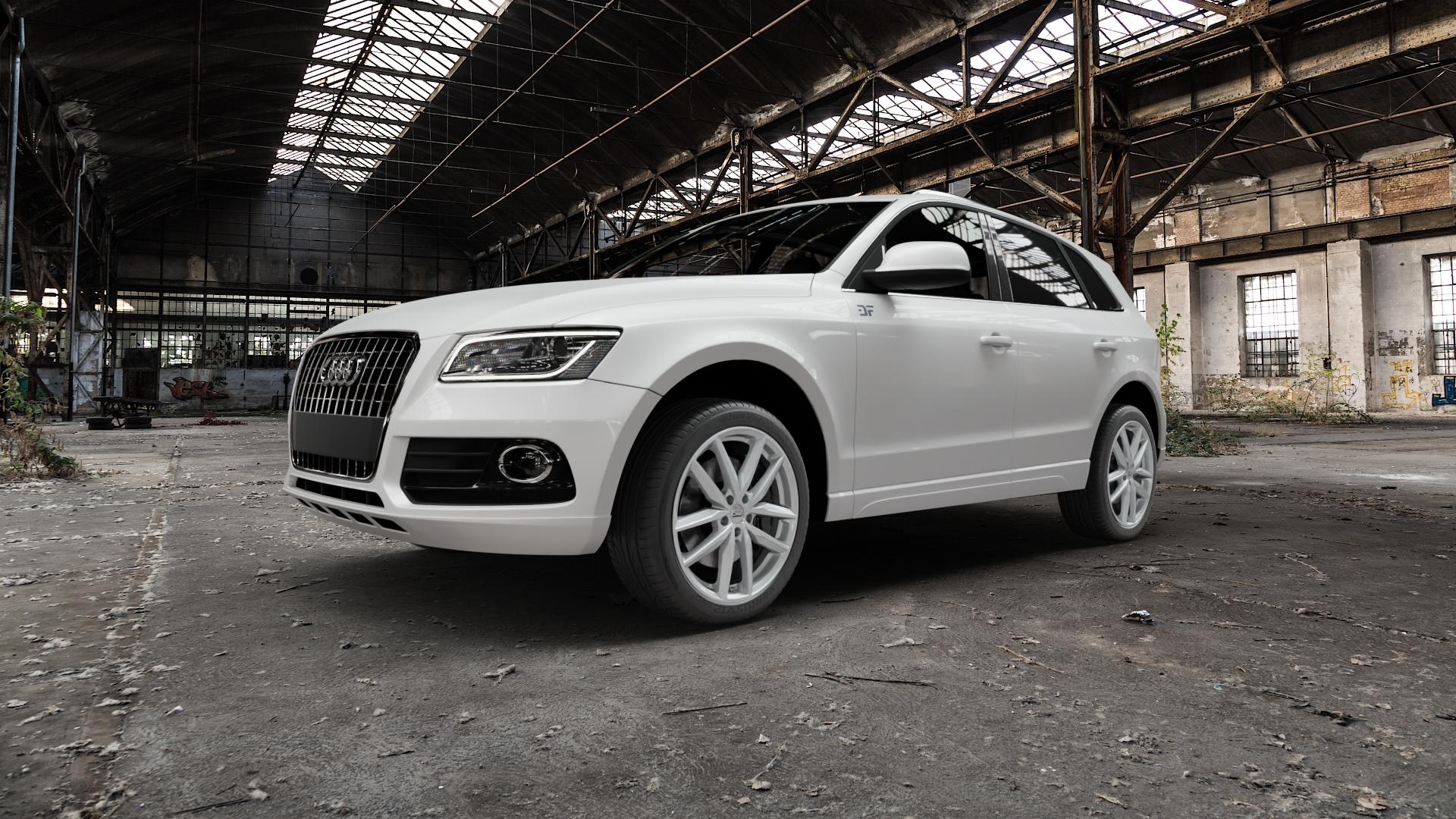 CMS C28 Racing Silver Felge mit Reifen silber in 20Zoll Winterfelge Alufelge auf weissem Audi Q5 I Typ 8R 8R1 8R2 Facelift ⬇️ mit 15mm Tieferlegung ⬇️ Old Industrial Hall_max5000mm_2022 Frontansicht_1
