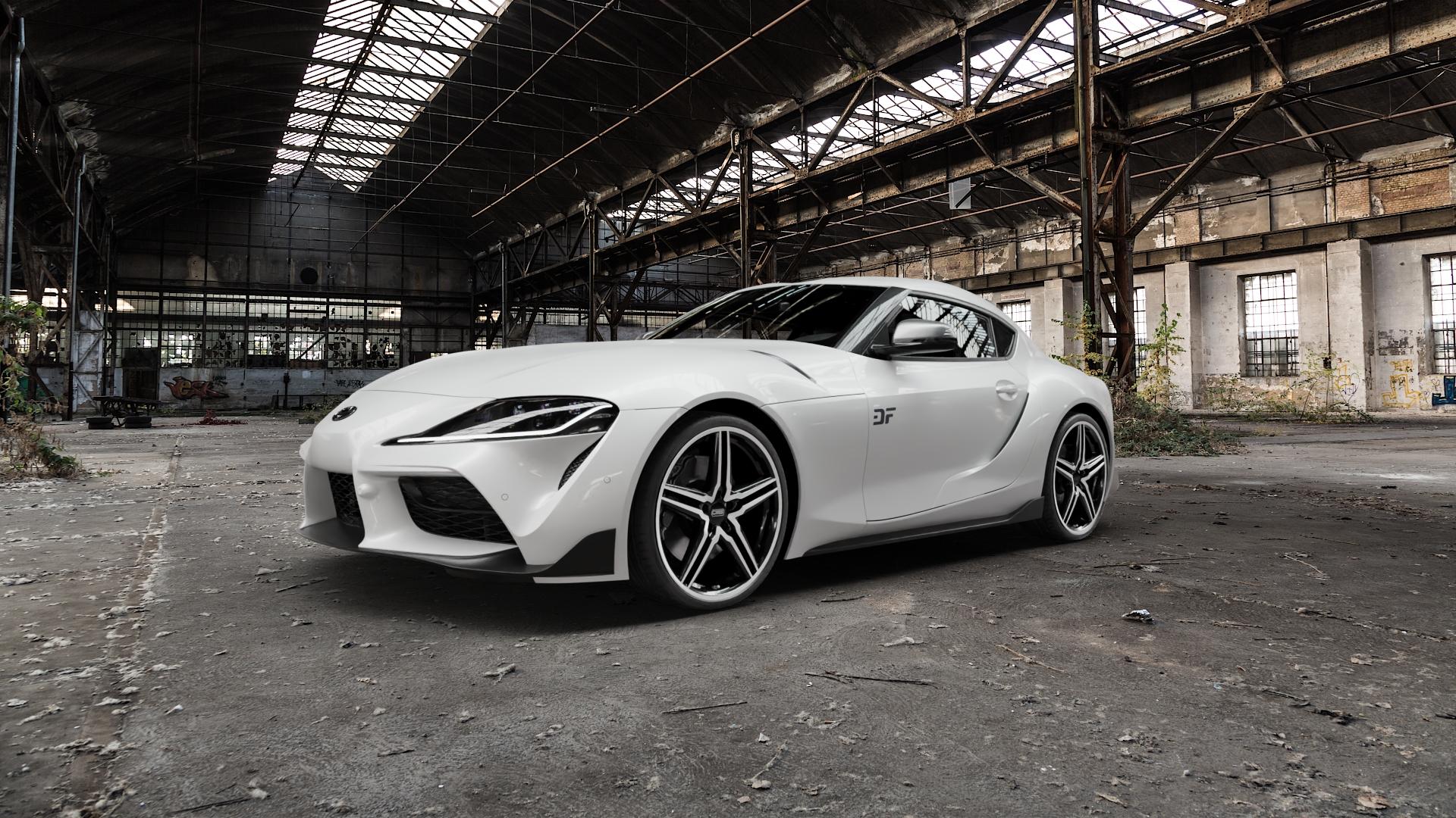 CMS C29 Diamond Black Gloss Felge mit Reifen silber schwarz in 20Zoll Winterfelge Alufelge auf weissem Toyota Supra A90 Typ JTSC JBSC ⬇️ mit 15mm Tieferlegung ⬇️ Old Industrial Hall_max5000mm_2022 Frontansicht_1