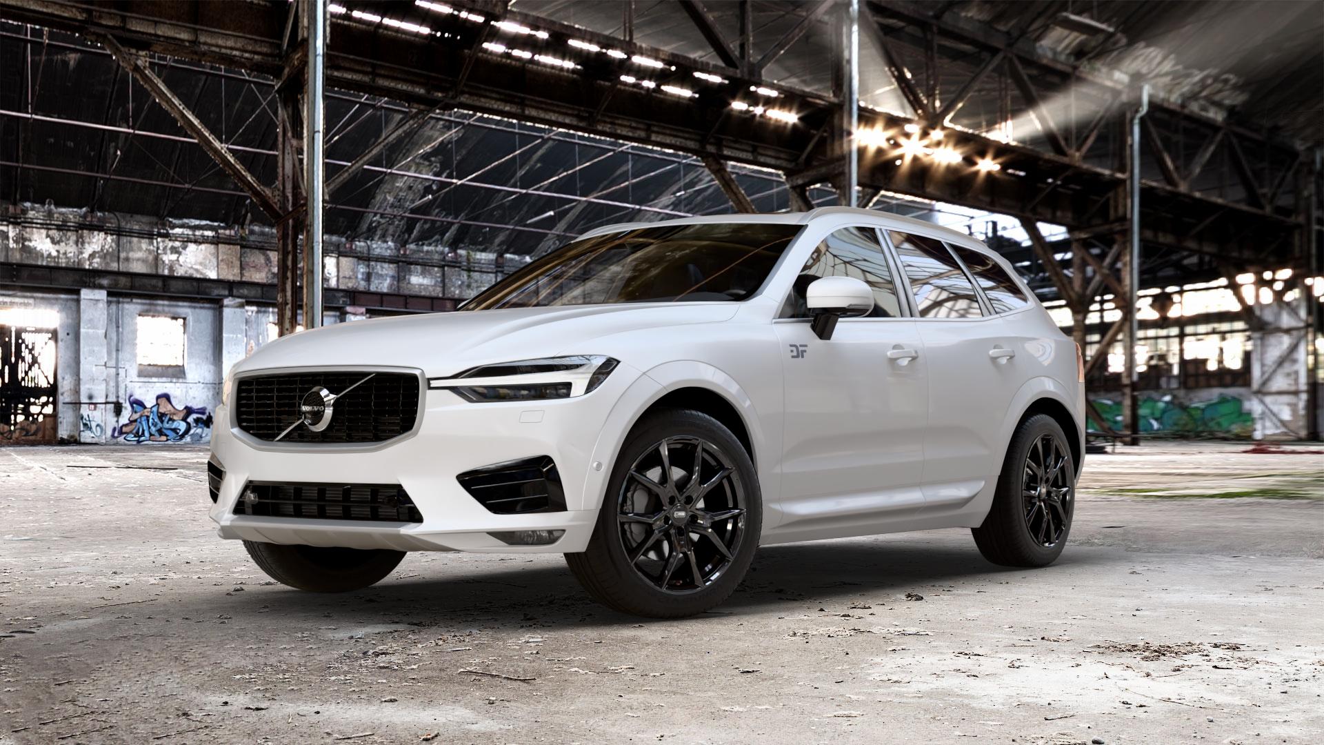 CMS C33 Complete Black Gloss Felge mit Reifen schwarz in 19Zoll Winterfelge Alufelge auf weissem Volvo XC60 Typ U ⬇️ mit 15mm Tieferlegung ⬇️ Old Industrial Hall_max_5300mm_2024 Frontansicht_1