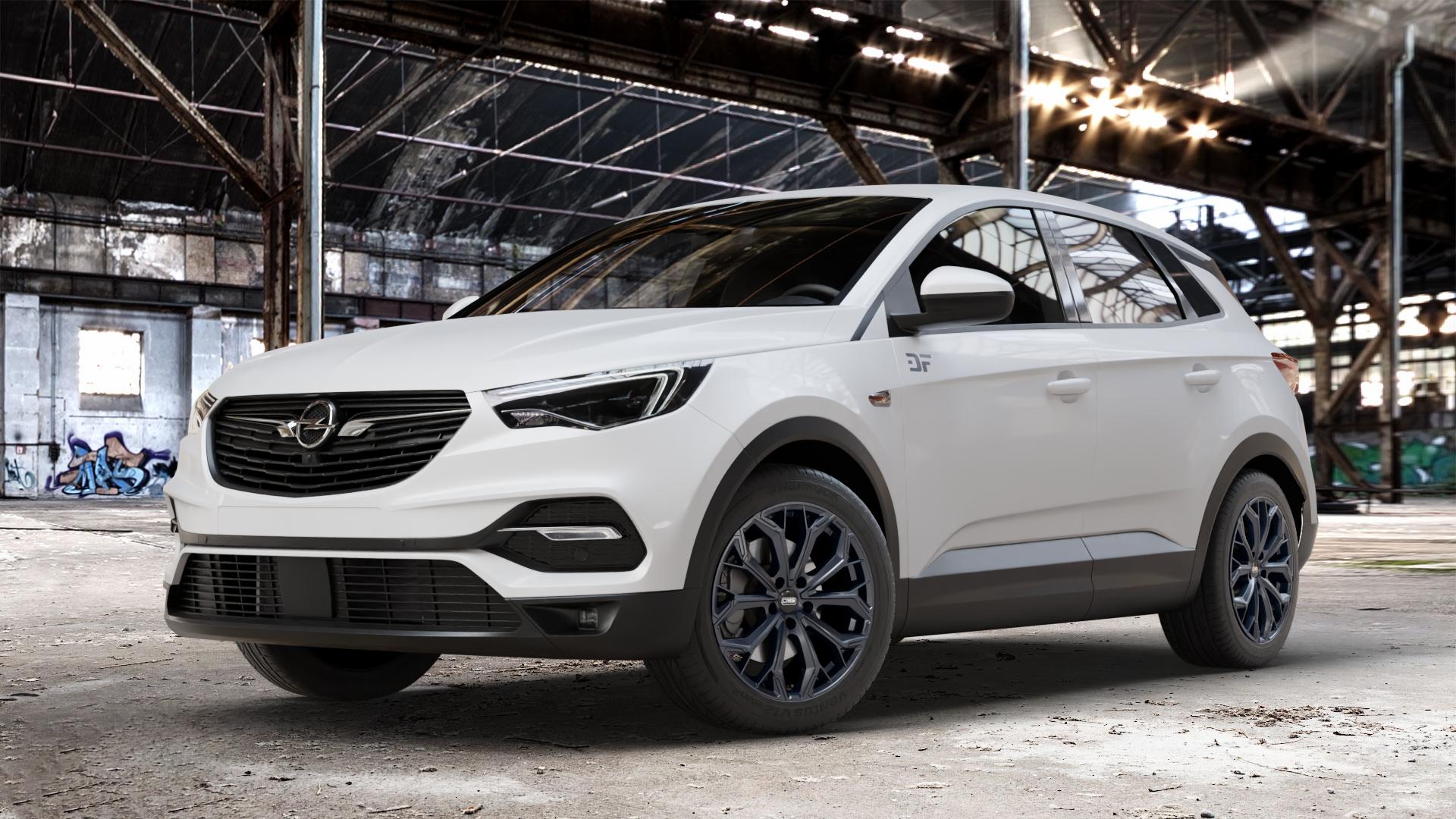 CMS C37 Matt Black Felge mit Reifen schwarz in 18Zoll Winterfelge Alufelge auf weissem Opel Grandland X Typ Z 1,6l D 88kW (120 PS) 1,2l Turbo 96kW (131 2,0l 130kW (177 1,5l 133kW (181 75kW (102 ⬇️ mit 15mm Tieferlegung ⬇️ Old Industrial Hall_max_4400mm_2024 Frontansicht_1
