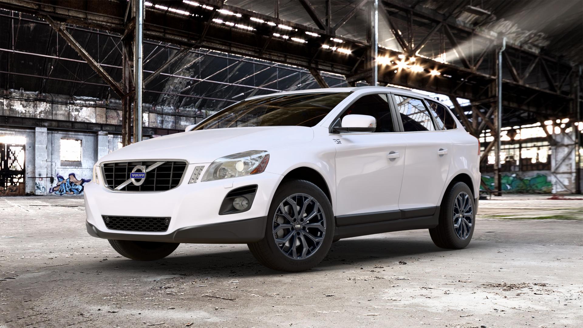 CMS C37 Matt Black Felge mit Reifen schwarz in 18Zoll Winterfelge Alufelge auf weissem Volvo XC60 Typ D ⬇️ mit 15mm Tieferlegung ⬇️ Old Industrial Hall_max_5300mm_2024 Frontansicht_1