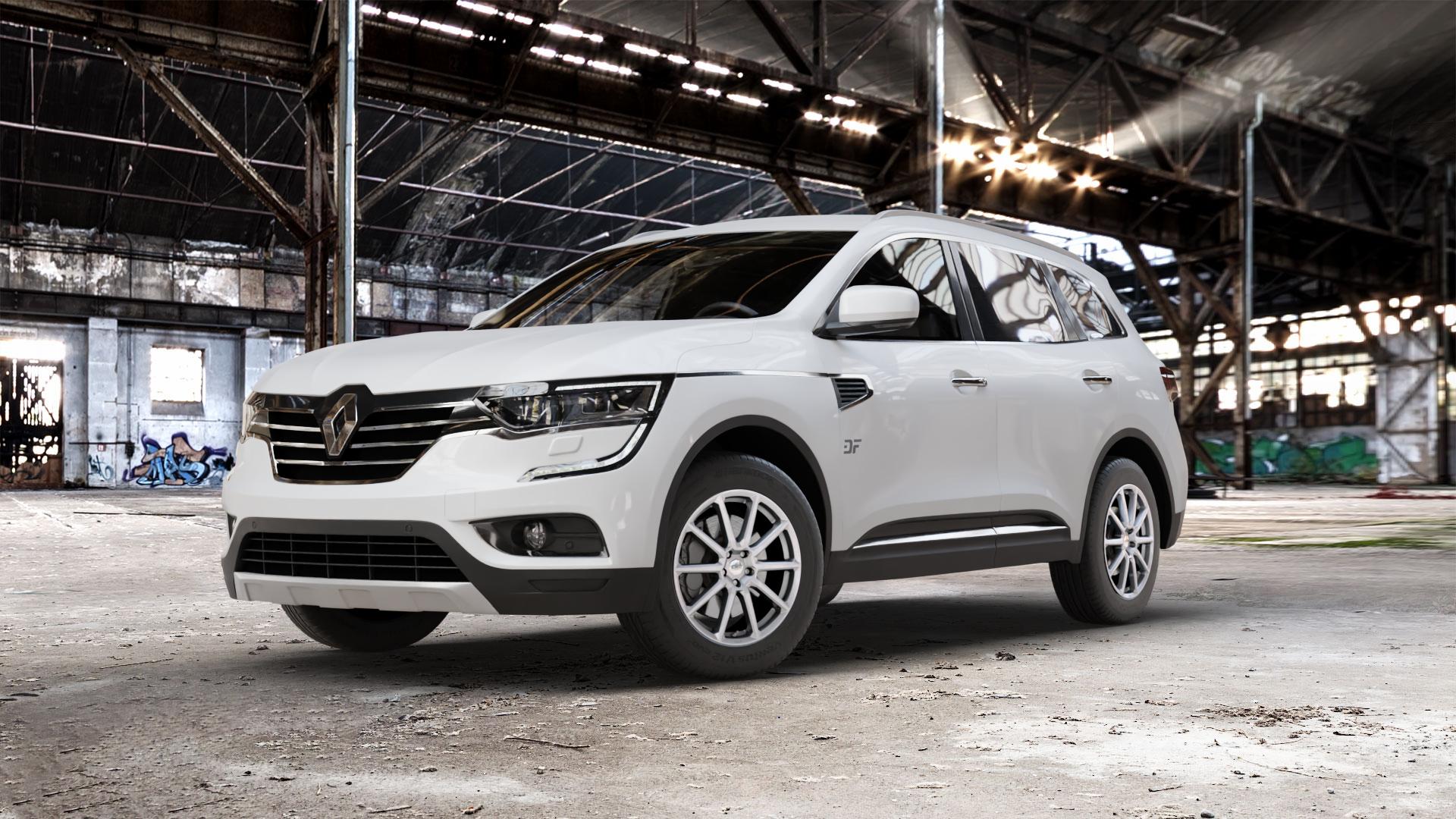 CMS C39 Racing Silver Felge mit Reifen silber in 17Zoll Winterfelge Alufelge auf weissem Renault Koleos II Typ RZG ⬇️ mit 15mm Tieferlegung ⬇️ Old Industrial Hall_max_5300mm_2024 Frontansicht_1