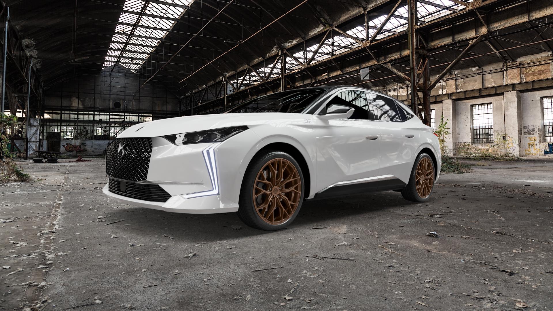 Concaver CVR1 Brushed Bronze Felge mit Reifen in 20Zoll Winterfelge Alufelge auf weissem DS Automobiles DS4 II Typ F ⬇️ mit 15mm Tieferlegung ⬇️ Old Industrial Hall_max5000mm_2022 Frontansicht_1