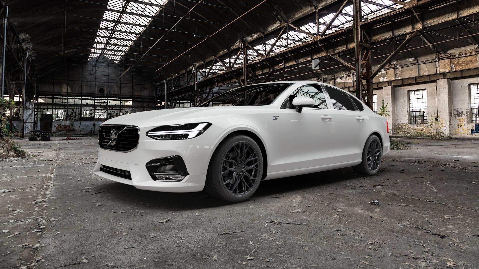 Concaver CVR1 Carbon Graphite Felge mit Reifen grau schwarz in 19Zoll Winterfelge Alufelge auf weissem Volvo S90 II Typ P Facelift ⬇️ mit 15mm Tieferlegung ⬇️ Old Industrial Hall_max5000mm_2022 Frontansicht_1