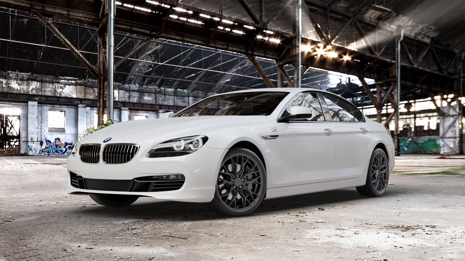 Concaver CVR1 Carbon Graphite Felge mit Reifen grau schwarz in 20Zoll Winterfelge Alufelge auf weissem BMW 6er F06 Gran Coupe (6C) ⬇️ mit 15mm Tieferlegung ⬇️ Old Industrial Hall_max_5300mm_2024 Frontansicht_1
