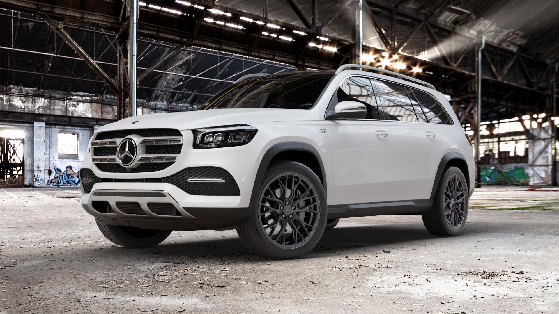 Concaver CVR1 Carbon Graphite Felge mit Reifen grau schwarz in 22Zoll Winterfelge Alufelge auf weissem Mercedes GLS-Klasse Typ 167 (H1GLE) 2,9l 350 d 4Matic 210kW (286 PS) 400 243kW (330 4,0l 580 360kW Mild-Hybrid (489 ⬇️ mit 15mm Tieferlegung ⬇️ Old Industrial Hall_max_5300mm_2024 Frontansicht_1