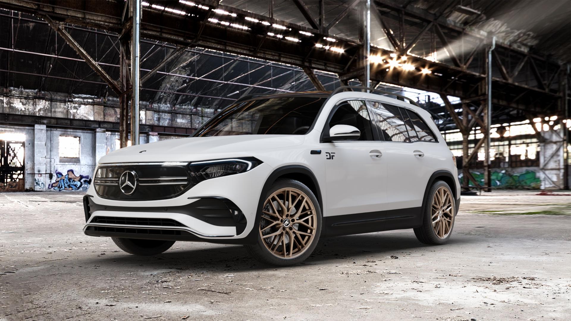 Damina Performance DM08 Bronze Matt Felge mit Reifen in 20Zoll Winterfelge Alufelge auf weissem Mercedes EQB Typ F2B ⬇️ mit 15mm Tieferlegung ⬇️ Old Industrial Hall_max_5300mm_2024 Frontansicht_1