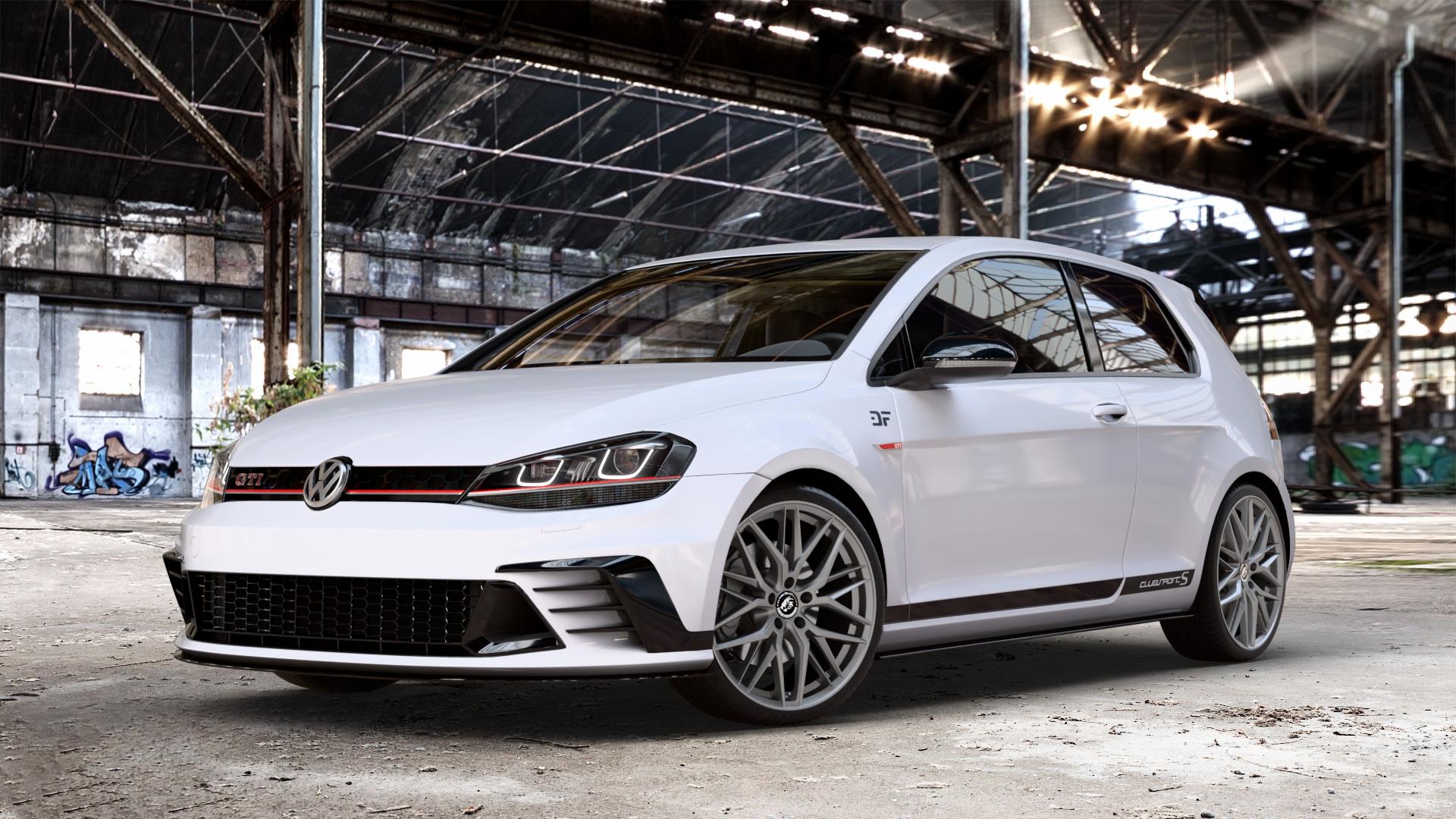 Damina Performance DM08 Grey Matt Felge mit Reifen grau in 19Zoll Winterfelge Alufelge auf weissem unilack Volkswagen (VW) Golf 7 2,0l GTI Clubsport 195kW (265 PS) S 228kW (310 Facelift TCR 213kW (290 ⬇️ mit 15mm Tieferlegung ⬇️ Old Industrial Hall_max_4400mm_2024 Frontansicht_1