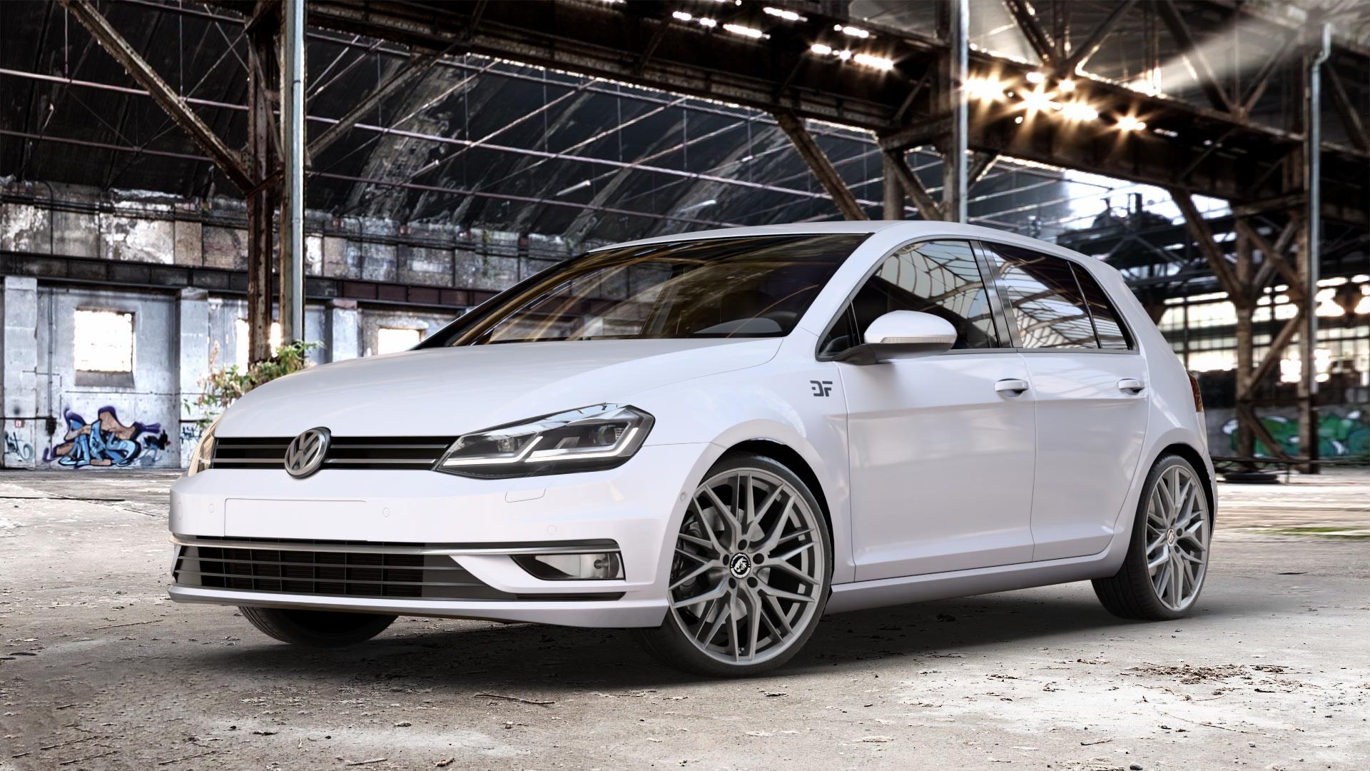 Damina Performance DM08 Grey Matt Felge mit Reifen grau in 19Zoll Winterfelge Alufelge auf weissem unilack Volkswagen (VW) Golf 7 Facelift 1,0l TSI 63kW (86 PS) 2,0l TDI 110kW (150 1,6l 66kW (90 1,4l 92kW (125 EcoFuel 85kW (116 81kW (110 TGI 4Motion 1,5l 96kW ⬇️ mit 15mm Tieferlegung ⬇️ Old Industrial Hall_max_4400mm_2024 Frontansicht_1