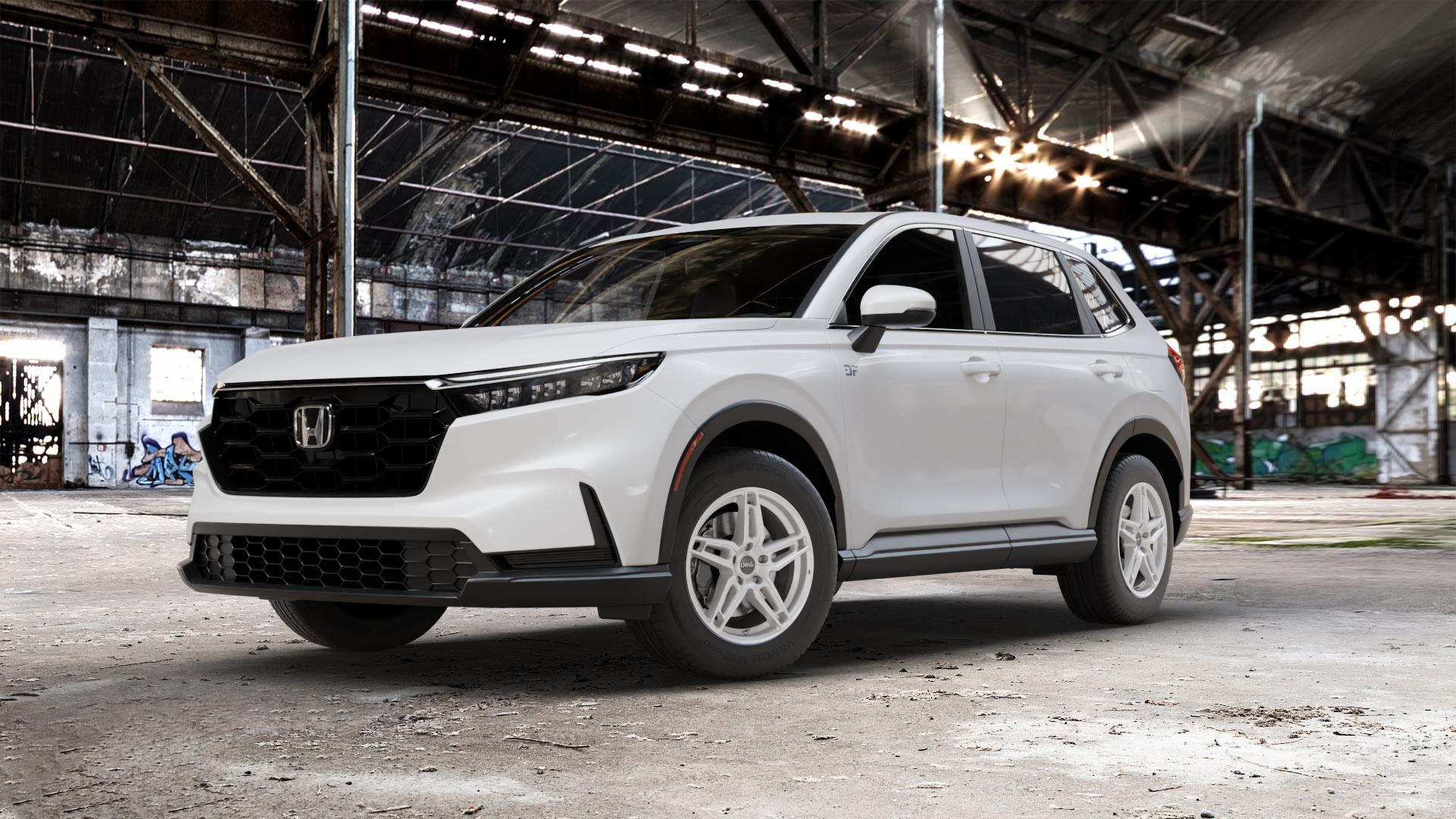 DBV 5DS 005 shadow silber Felge mit Reifen grau in 17Zoll Winterfelge Alufelge auf weissem Honda CR-V VI (RS) ⬇️ mit 15mm Tieferlegung ⬇️ Old Industrial Hall_max_5300mm_2024 Frontansicht_1