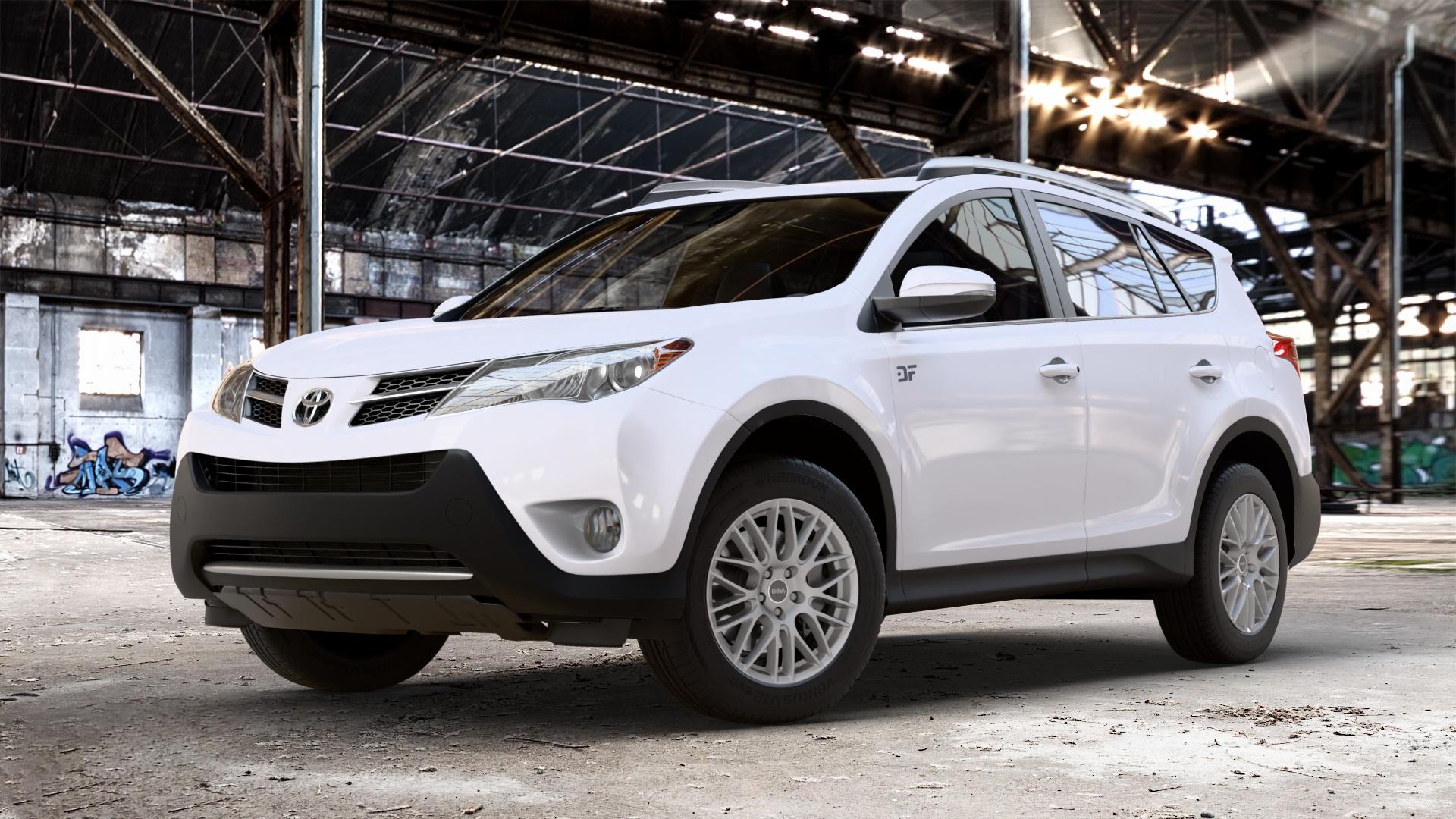 DBV 5KS 003 hyper silber Felge mit Reifen in 17Zoll Winterfelge Alufelge auf weissem Toyota RAV 4 IV Typ XA3(a) Facelift XA3(a), XA4 ⬇️ mit 15mm Tieferlegung ⬇️ Old Industrial Hall_max_4400mm_2024 Frontansicht_1