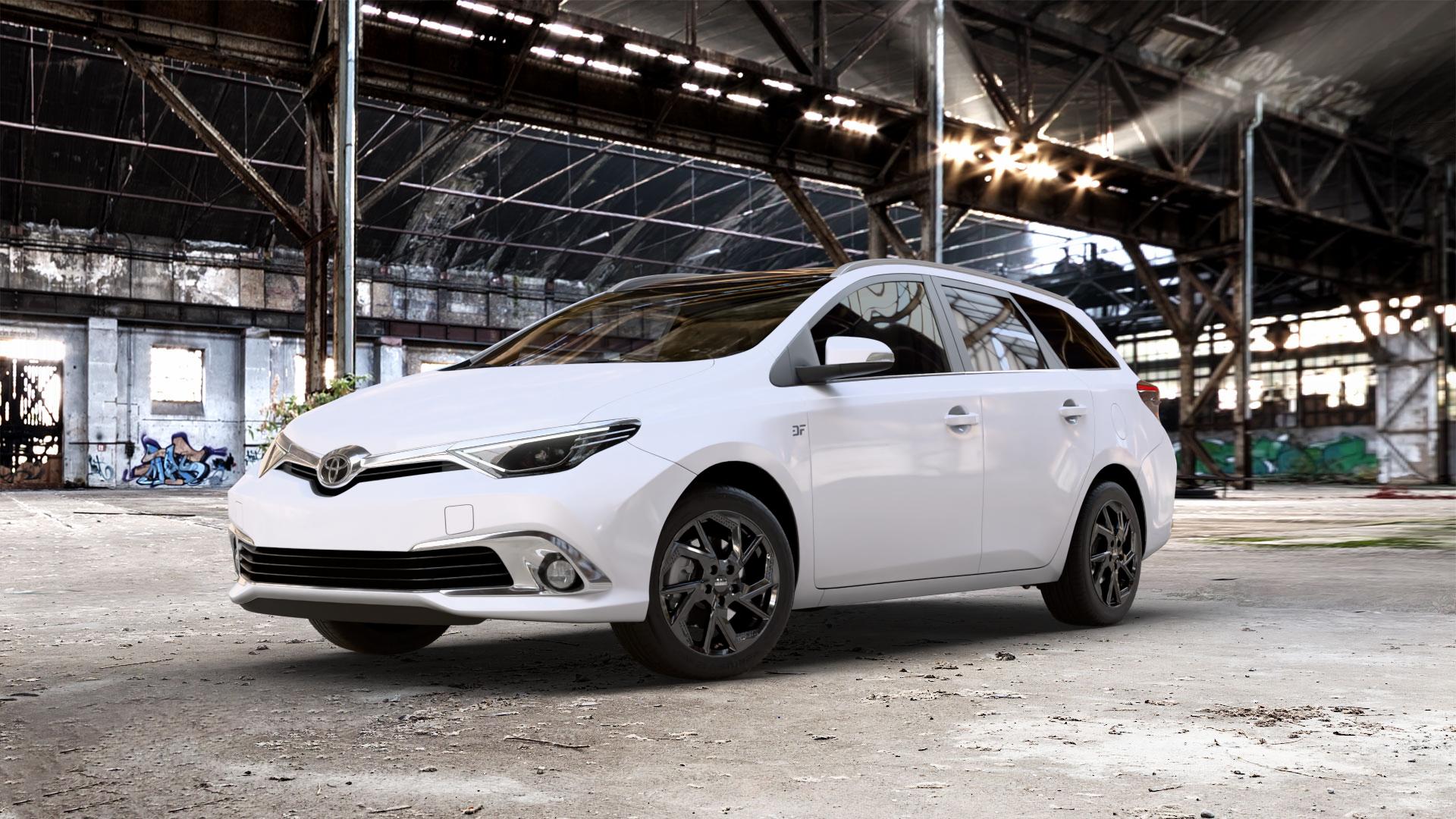 DEZENT AP BLACK Felge mit Reifen schwarz in 16Zoll Winterfelge Alufelge auf weissem Toyota Auris Touring Sports 1,33l Dual-VVT-i 73kW (99 PS) 1,6l 97kW (132 1,4l D-4D 66kW (90 2,0l 91kW (124 1,8l Hybrid 1,2l Turbo 85kW (116 82kW (111 ⬇️ mit 15mm Tieferlegung ⬇️ Old Industrial Hall_max_5300mm_2024 Frontansicht_1