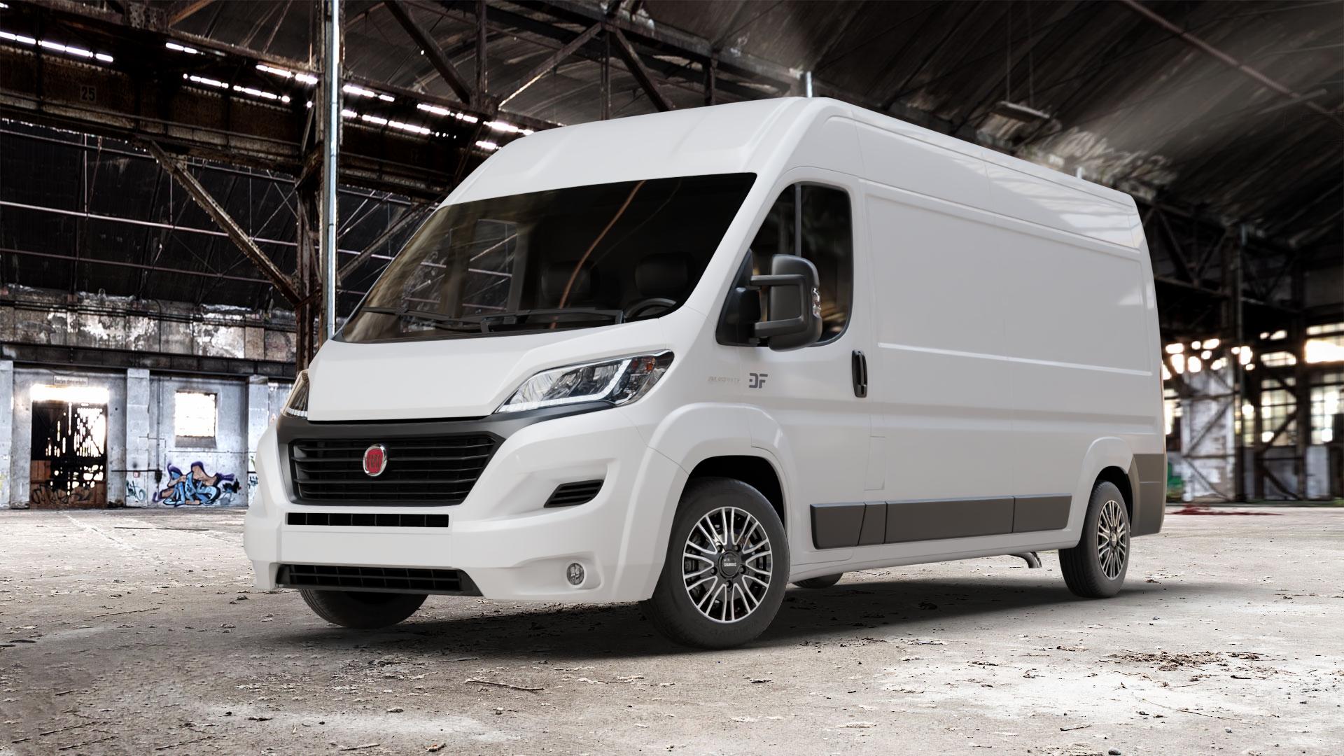 DEZENT KE BLACK/POLISHED Felge mit Reifen schwarz in 17Zoll Winterfelge Alufelge auf weissem Fiat Ducato Kasten Typ 250 Facelift 2,3l D 83kW 110 Multijet (113 PS) 109kW 150 (148 103kW 140 (140 118kW 160 (160 88kW 120 (120 3,0l CNG 100kW Natural Power (13 ⬇️ mit 15mm Tieferlegung ⬇️ Old Industrial Hall_max_7000mm_2024 Frontansicht_1