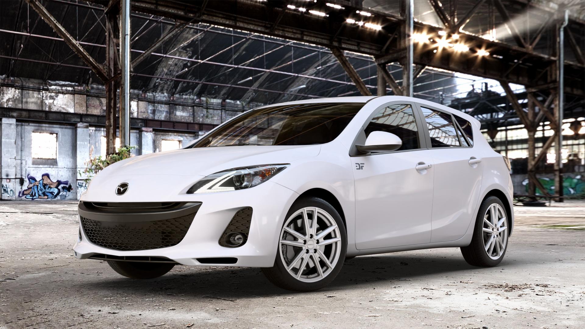 DEZENT KF SILVER Felge mit Reifen silber in 17Zoll Winterfelge Alufelge auf weissem Mazda 3 (09-) Sport (BL) 1,6l MZR 77kW (105 PS) 2,0l 110kW (150 2,3l MPS 191kW (260 MZR-CD 80kW (109 2,2l 136kW (185 85kW (116 MZR-DISI 111kW (151 ⬇️ mit 15mm Tieferlegung ⬇️ Old Industrial Hall_max_4400mm_2024 Frontansicht_1