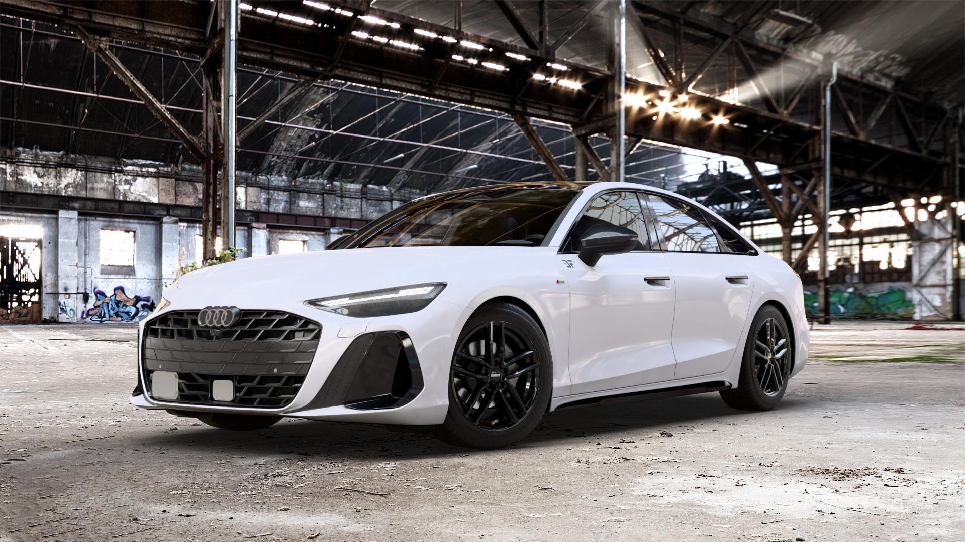 DEZENT TR BLACK Felge mit Reifen schwarz in 18Zoll Winterfelge Alufelge auf weissem Audi A6 Typ F2/C9 (Limousine) 2,0l TDI 150kW Mild-Hybrid (204 PS) 120kW (163 Quattro TFSI 195kW (265 TSI 3,0l 210kW (286 180kW (245 270kW (367 250kW (340 E 185kW ⬇️ mit 15mm Tieferlegung ⬇️ Old Industrial Hall_max_5300mm_2024 Frontansicht_1