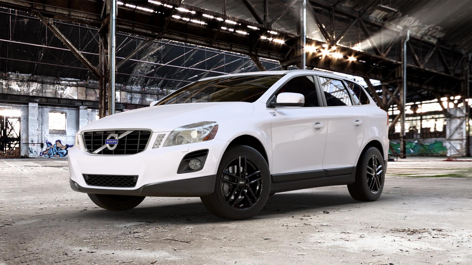 DEZENT TR BLACK Felge mit Reifen schwarz in 18Zoll Winterfelge Alufelge auf weissem Volvo XC60 Typ D ⬇️ mit 15mm Tieferlegung ⬇️ Old Industrial Hall_max_5300mm_2024 Frontansicht_1