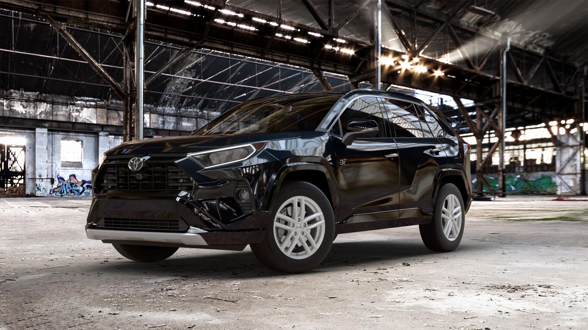 DEZENT TR SILVER Felge mit Reifen silber in 17Zoll Winterfelge Alufelge auf metallic schwarzem Toyota RAV 4 V Typ XA5(EU,M) Rav ⬇️ mit 15mm Tieferlegung ⬇️ Old Industrial Hall_max_5300mm_2024 Frontansicht_1