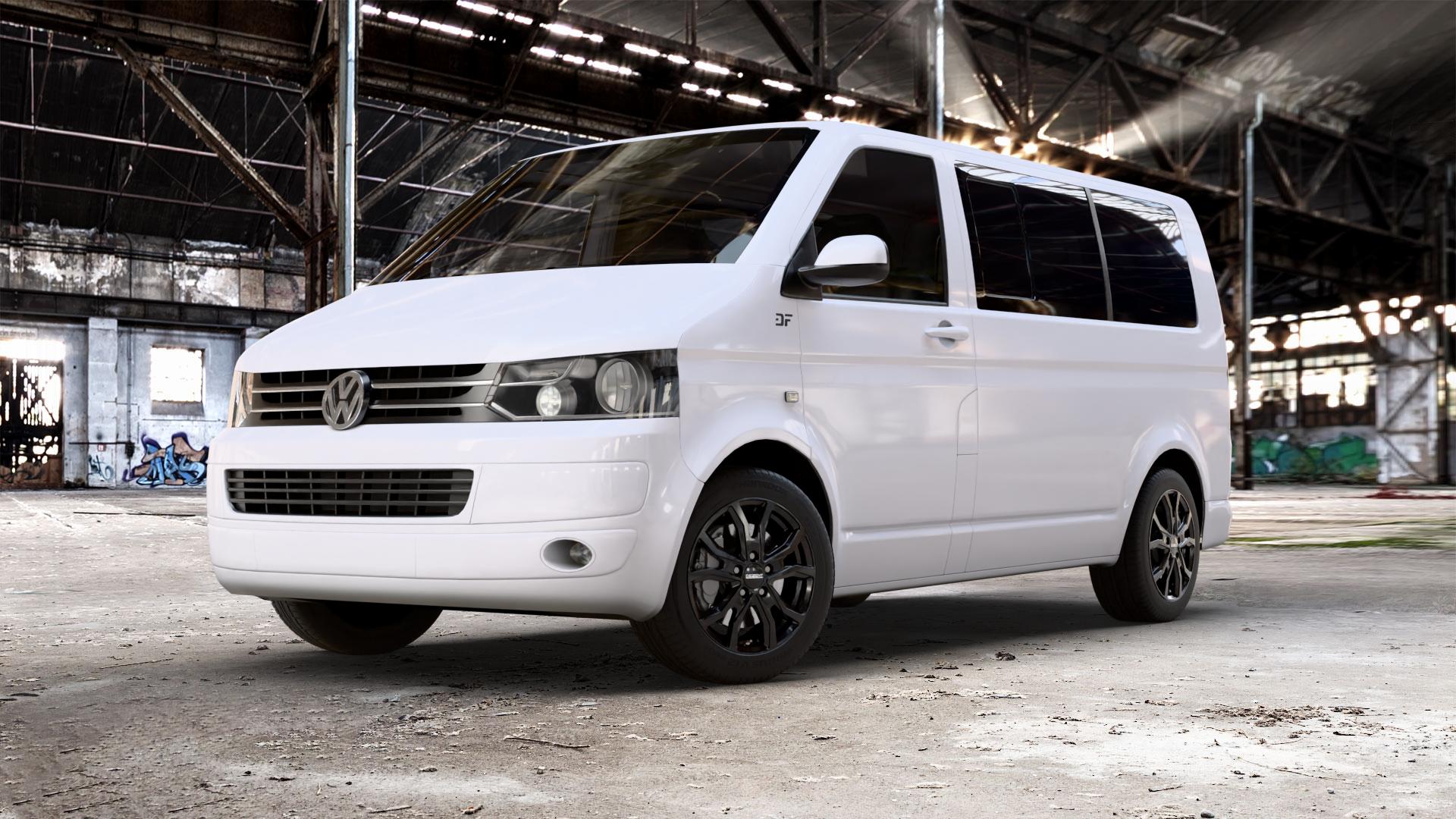 DEZENT TV BLACK Felge mit Reifen schwarz in 17Zoll Winterfelge Alufelge auf weissem Volkswagen (VW) T5 Caravelle 2,0l TDI 62kW (84 PS) 84kW (114 103kW (140 75kW (102 100kW (136 132kW (179 TSI 150kW (204 110kW (150 4Motion Kombi Multivan ⬇️ mit 15mm Tieferlegung ⬇️ Old Industrial Hall_max_5300mm_2024 Frontansicht_1