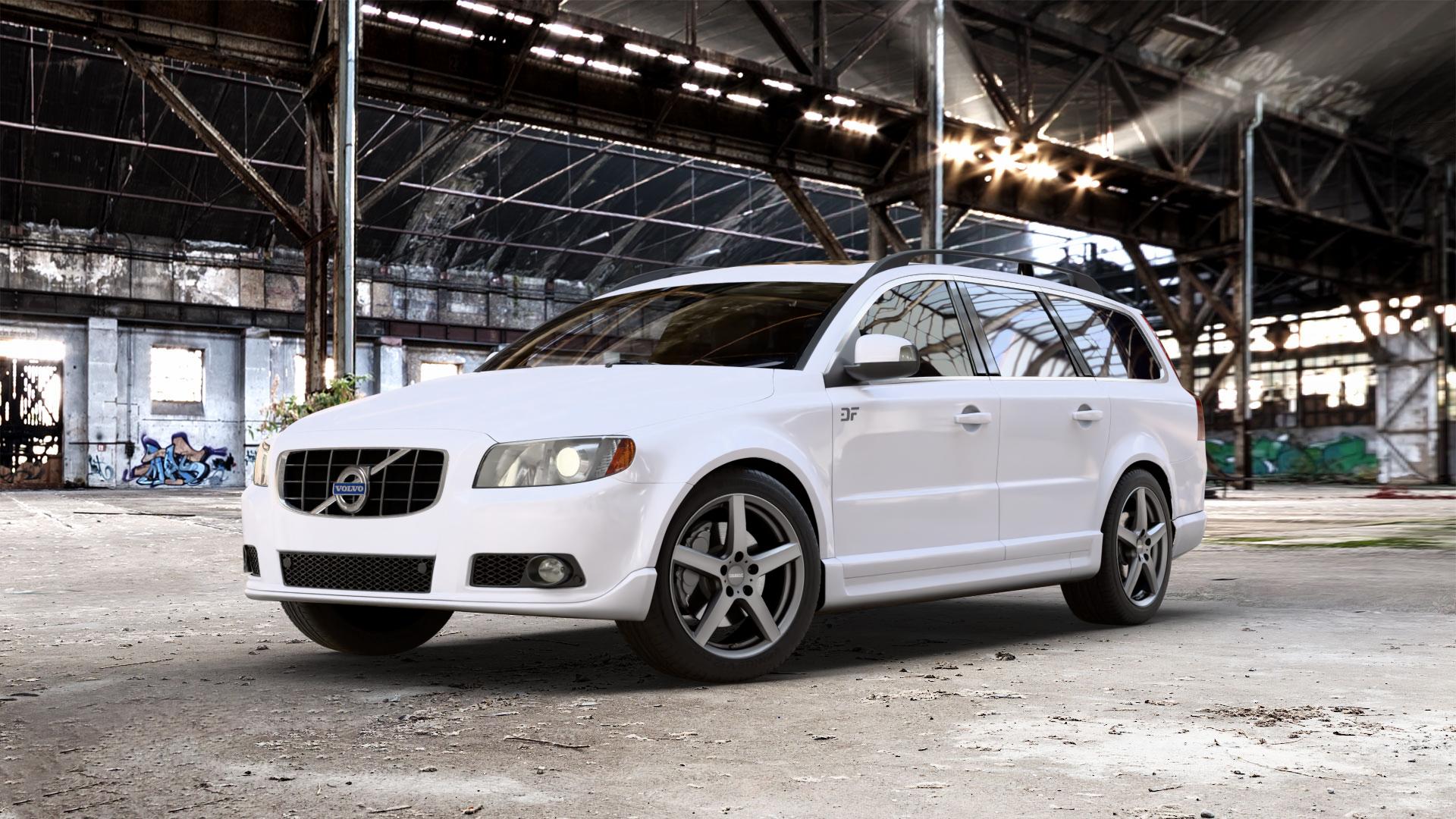 DEZENT TY GRAPHITE MATT Felge mit Reifen grau anthrazit in 18Zoll Winterfelge Alufelge auf weissem Volvo V70 III Typ B 2,0l 107kW (145 PS) D 100kW (136 1,6l T4 132kW (179 T 149kW (203 D3 120kW (163 DRIVe 80kW (109 84kW (114 D4 133kW (181 ⬇️ mit 15mm Tieferlegung ⬇️ Old Industrial Hall_max_5300mm_2024 Frontansicht_1