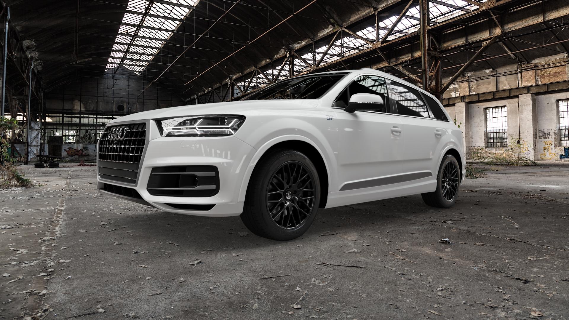 DIEWE WHEELS Impatto NeroS Felge mit Reifen grau schwarz in 20Zoll Winterfelge Alufelge auf weissem Audi Q7 II Typ 4M (4L) ⬇️ mit 15mm Tieferlegung ⬇️ Old Industrial Hall_max5000mm_2022 Frontansicht_1