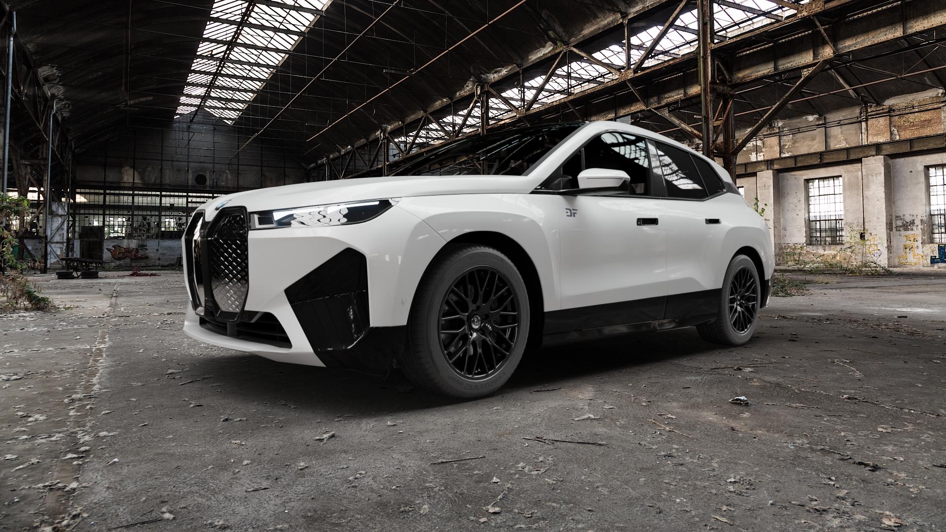 DIEWE WHEELS IMPATTO NeroS Felge mit Reifen grau schwarz in 20Zoll Winterfelge Alufelge auf weissem BMW iX (BMWi-N) 0,0l xDrive40 102kW (139 PS) xDrive50 140kW (190 ⬇️ mit 15mm Tieferlegung ⬇️ Old Industrial Hall_max5000mm_2022 Frontansicht_1