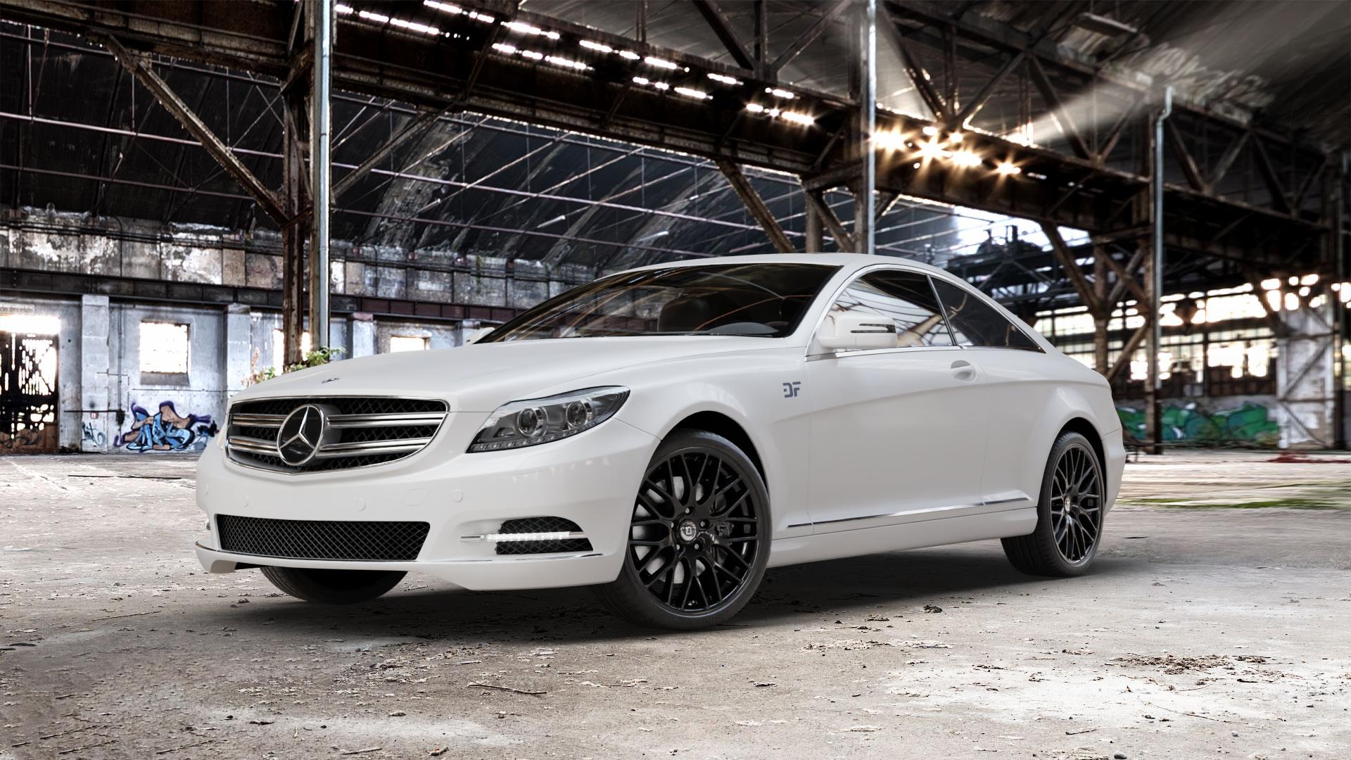 DIEWE WHEELS IMPATTO NeroS Felge mit Reifen grau schwarz in 20Zoll Winterfelge Alufelge auf weissem Mercedes CL-Klasse Typ C216 ⬇️ mit 15mm Tieferlegung ⬇️ Old Industrial Hall_max_5300mm_2024 Frontansicht_1