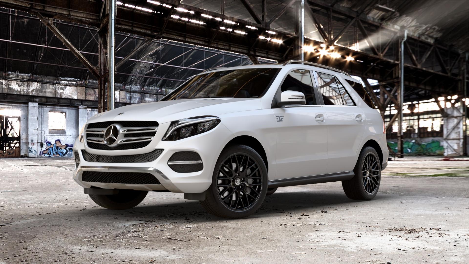 DIEWE WHEELS IMPATTO NeroS Felge mit Reifen grau schwarz in 20Zoll Winterfelge Alufelge auf weissem Mercedes GLE-Klasse SUV Typ x166 ⬇️ mit 15mm Tieferlegung ⬇️ Old Industrial Hall_max_5300mm_2024 Frontansicht_1