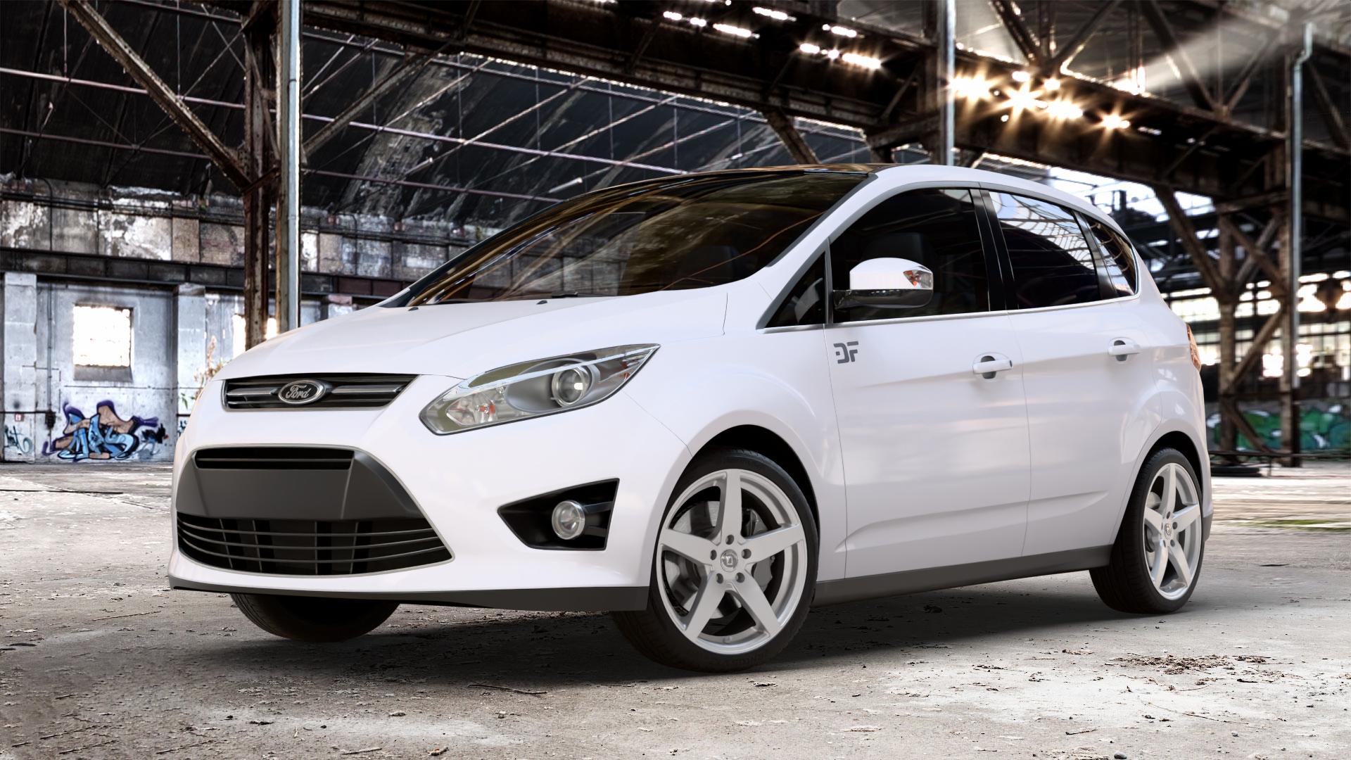 DIEWE WHEELS INVERNO Argento silber Felge mit Reifen in 18Zoll Winterfelge Alufelge auf weissem Ford C-Max II Typ DXA (10->) ⬇️ mit 15mm Tieferlegung ⬇️ Old Industrial Hall_max_4400mm_2024 Frontansicht_1