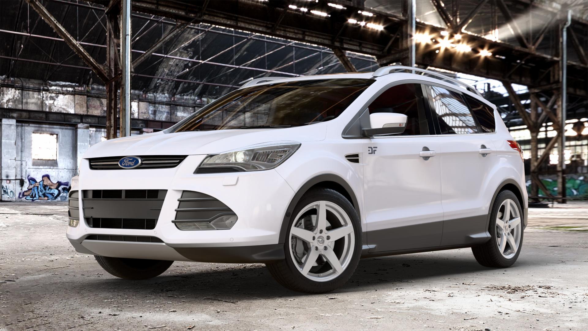 DIEWE WHEELS INVERNO Argento silber Felge mit Reifen in 18Zoll Winterfelge Alufelge auf weissem Ford Kuga II ⬇️ mit 15mm Tieferlegung ⬇️ Old Industrial Hall_max_4400mm_2024 Frontansicht_1
