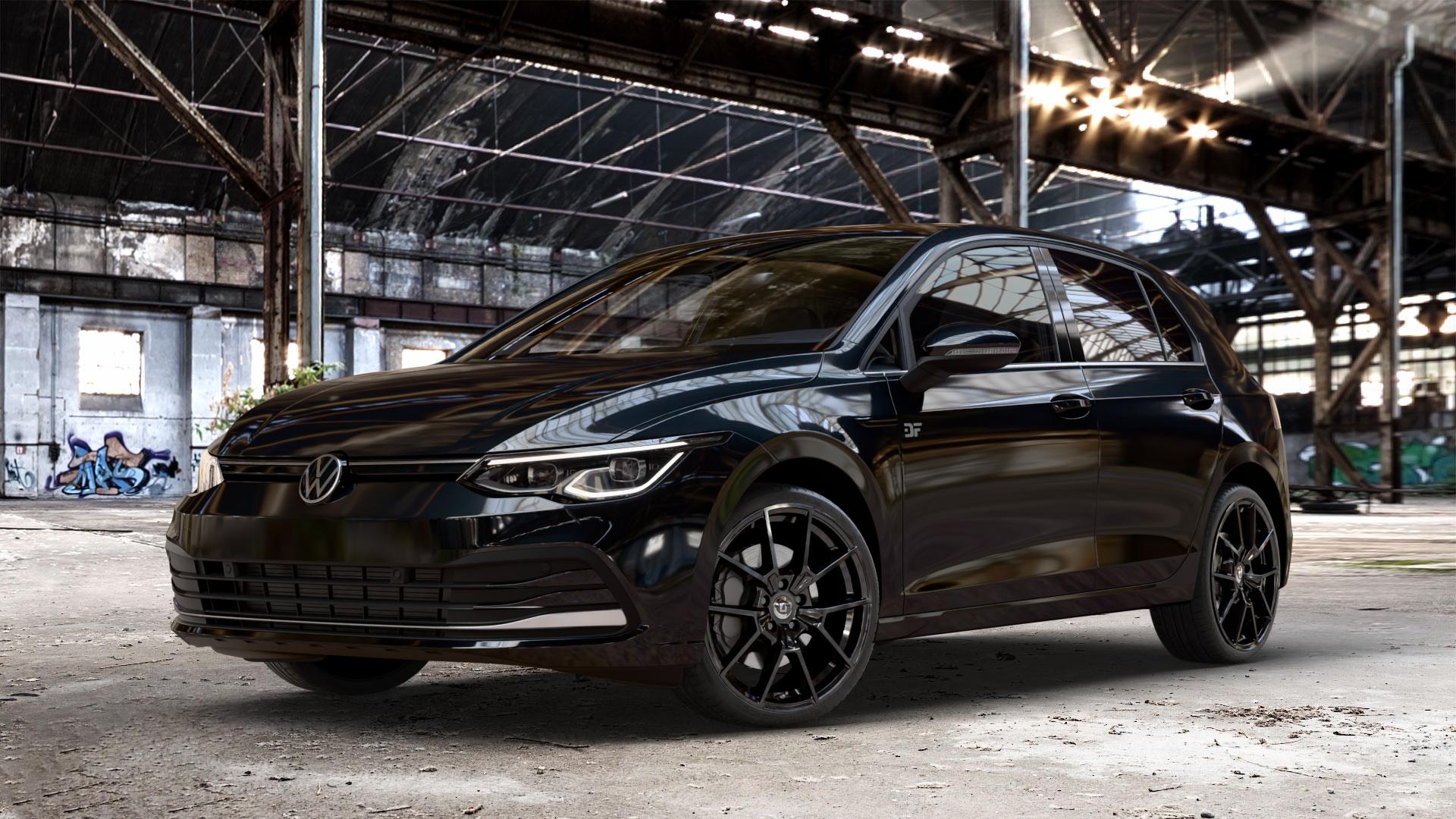 DIEWE WHEELS NEVE Black glossy Felge mit Reifen schwarz in 19Zoll Winterfelge Alufelge auf metallic schwarzem Volkswagen (VW) Golf 8 1,5l TSI 96kW (131 PS) 110kW (150 2,0l TDI 85kW (116 Mild-Hybrid 1,0l 81kW (110 66kW (90 1,4l Hybrid TGI 4Motion 140kW (190 ⬇️ mit 15mm Tieferlegung ⬇️ Old Industrial Hall_max_4400mm_2024 Frontansicht_1