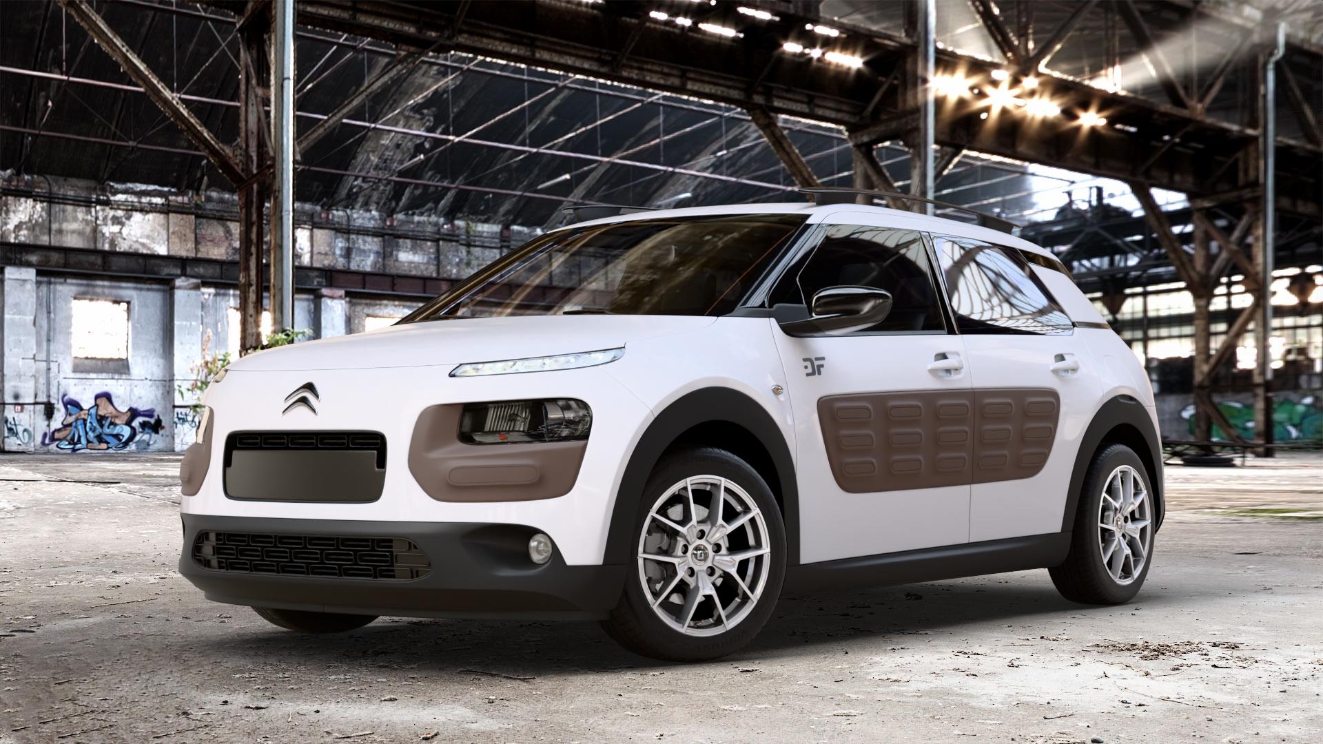 DIEWE WHEELS NEVE Silver Felge mit Reifen silber in 16Zoll Winterfelge Alufelge auf weissem Citroen C4 Cactus Typ 0 ⬇️ mit 15mm Tieferlegung ⬇️ Old Industrial Hall_max_4400mm_2024 Frontansicht_1