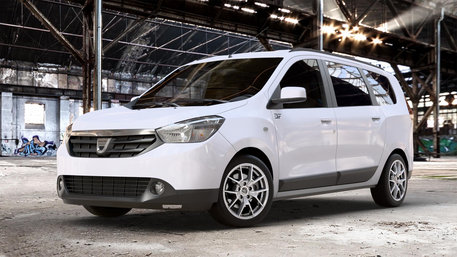 DIEWE WHEELS NEVE Silver Felge mit Reifen silber in 16Zoll Winterfelge Alufelge auf weissem Dacia Lodgy Typ SD 1,6l MPI 61kW (83 PS) 1,2l TCe 85kW (116 1,5l dCi 66kW (90 79kW (107 80kW (109 75kW (102 LPG ⬇️ mit 15mm Tieferlegung ⬇️ Old Industrial Hall_max_4400mm_2024 Frontansicht_1