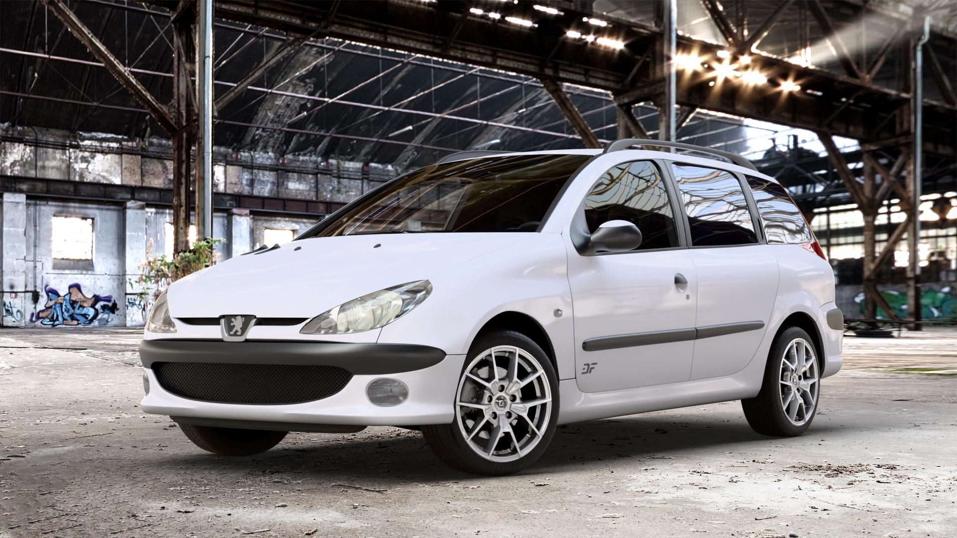 DIEWE WHEELS NEVE Silver Felge mit Reifen silber in 16Zoll Winterfelge Alufelge auf weissem Peugeot 206 SW 1,4l 55kW (75 PS) 65kW (88 1,6l 80kW (109 2,0l 100kW (136 HDi 66kW (90 50kW (68 1,1l 44kW (60 ⬇️ mit 15mm Tieferlegung ⬇️ Old Industrial Hall_max_4400mm_2024 Frontansicht_1