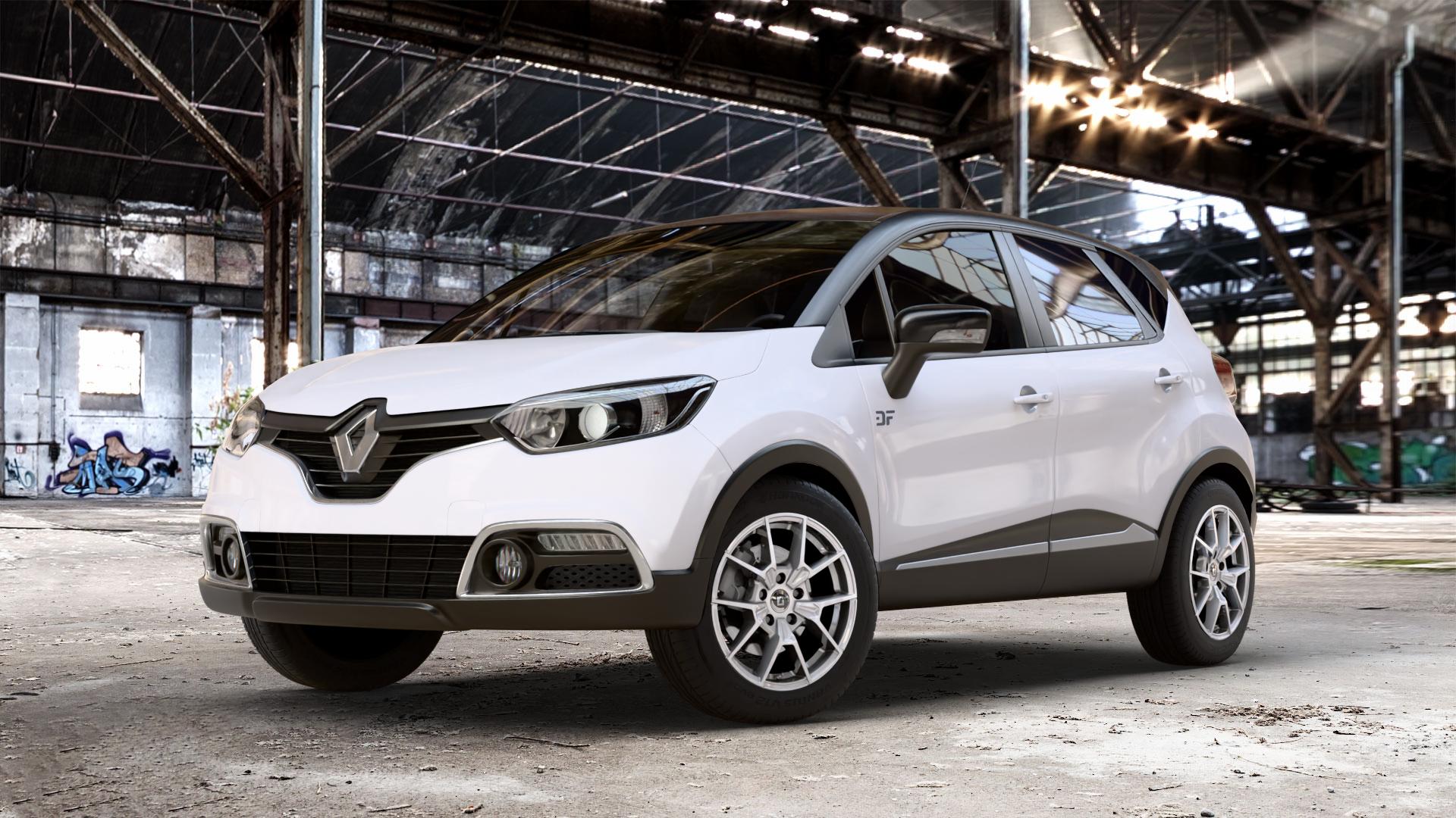 DIEWE WHEELS NEVE Silver Felge mit Reifen silber in 16Zoll Winterfelge Alufelge auf weissem Renault Captur Typ R 0,9l TCe 90 66kW (90 PS) 1,2l 120 EDC 88kW (120 1,5l dCi 110 81kW (110 87kW (118 ⬇️ mit 15mm Tieferlegung ⬇️ Old Industrial Hall_max_4400mm_2024 Frontansicht_1