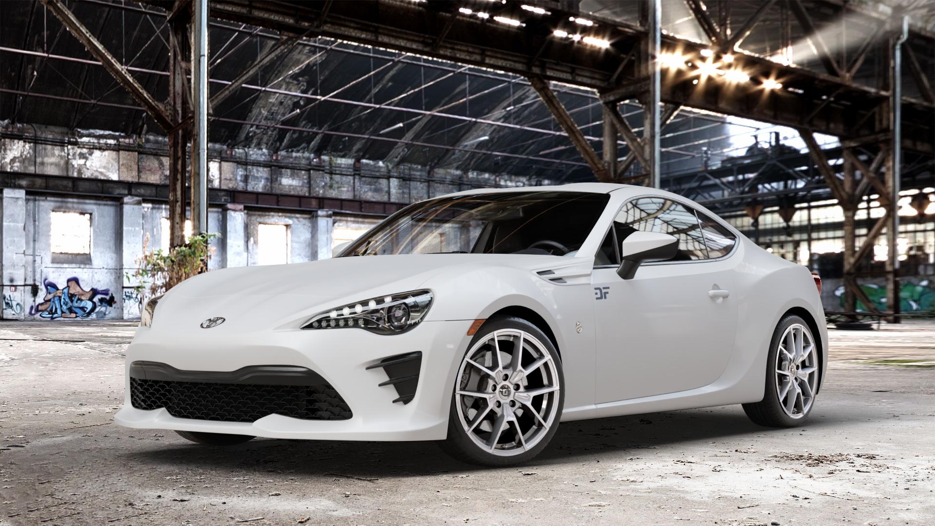 DIEWE WHEELS NEVE Silver Felge mit Reifen silber in 18Zoll Winterfelge Alufelge auf weissem Toyota GT86 Typ GC/GF ZN Facelift ⬇️ mit 15mm Tieferlegung ⬇️ Old Industrial Hall_max_4400mm_2024 Frontansicht_1