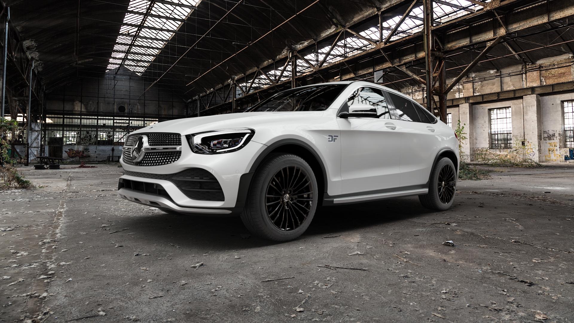 DIEWE WHEELS PRESTO NeroS Felge mit Reifen grau schwarz in 19Zoll Winterfelge Alufelge auf weissem Mercedes GLC-Klasse Coupe Typ C253 Facelift ⬇️ mit 15mm Tieferlegung ⬇️ Old Industrial Hall_max5000mm_2022 Frontansicht_1