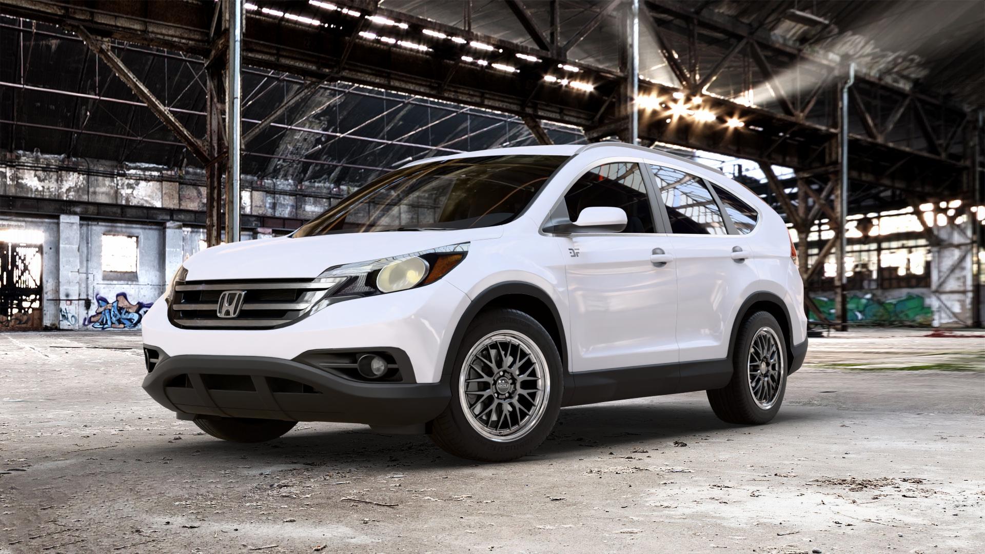 DOTZ BILBAO GUNMETAL/POLISHED LIP Felge mit Reifen grau silber mehrfarbig anthrazit in 18Zoll Winterfelge Alufelge auf weissem Honda CR-V IV (RE5, RE6) 2,2l i-DTEC (RE6) 110kW 4WD (150 PS) 2,0l i-VTEC (RE5) 114kW (155 2WD 1,6l 88kW (120 BiTurbo 118kW (160 ⬇️ mit 15mm Tieferlegung ⬇️ Old Industrial Hall_max_5300mm_2024 Frontansicht_1