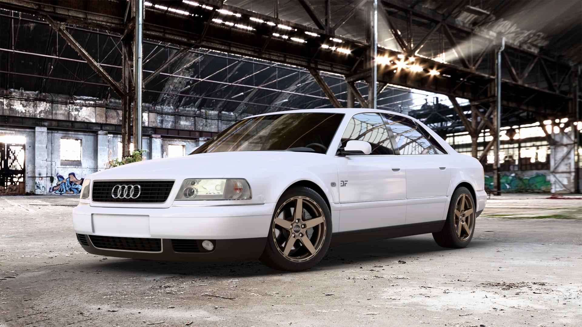 DOTZ MARINABAY BRONZE MATT Felge mit Reifen in 18Zoll Winterfelge Alufelge auf weissem Audi A8 Typ D2/4D 2,8l 128kW (174 PS) 142kW (193 2,5l TDI 110kW (150 132kW (179 quattro ⬇️ mit 15mm Tieferlegung ⬇️ Old Industrial Hall_max_5300mm_2024 Frontansicht_1