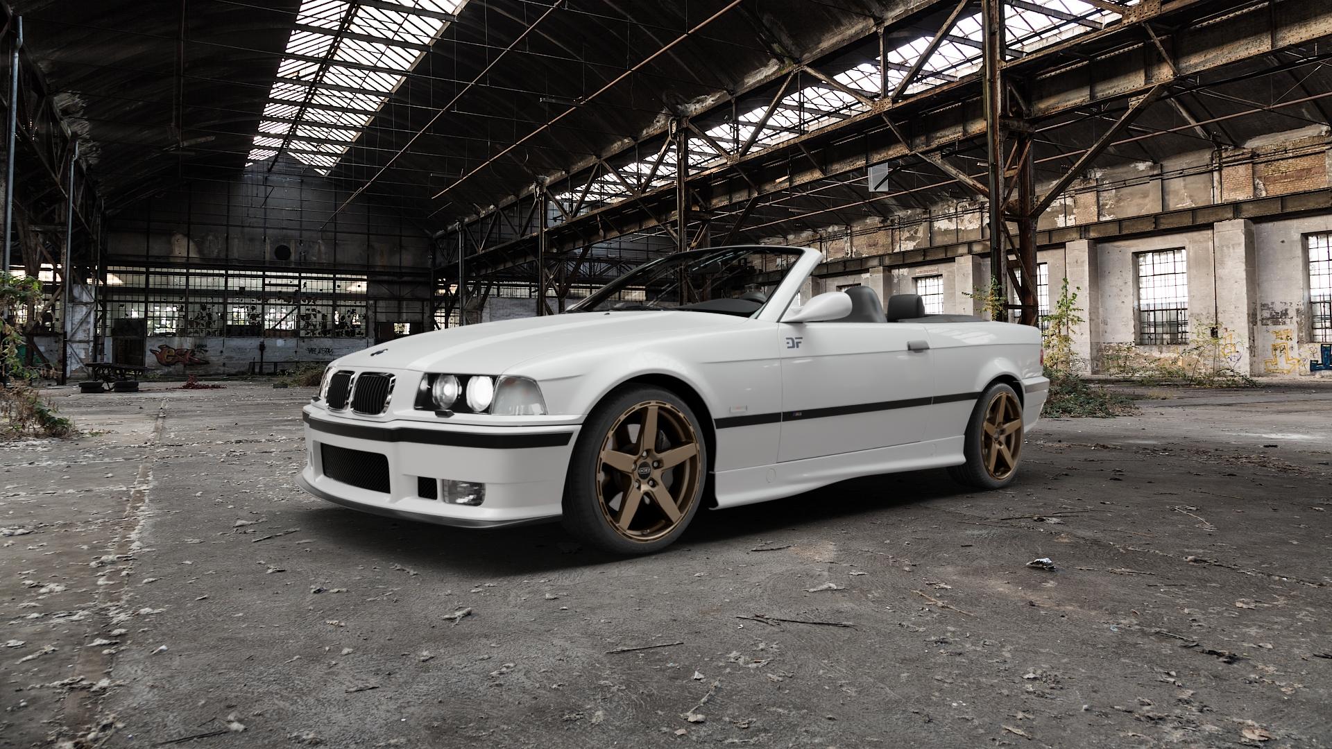 DOTZ MARINABAY BRONZE MATT Felge mit Reifen in 18Zoll Winterfelge Alufelge auf weissem BMW M3 Typ E36 (Cabrio) ⬇️ mit 15mm Tieferlegung ⬇️ Old Industrial Hall_max5000mm_2022 Frontansicht_1