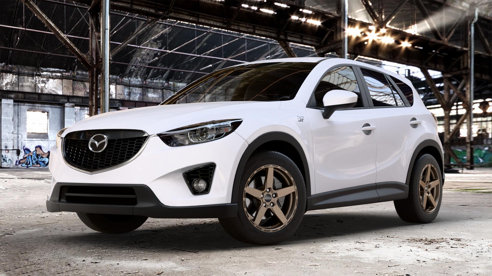 DOTZ MARINABAY BRONZE MATT Felge mit Reifen in 18Zoll Winterfelge Alufelge auf weissem Mazda CX-5 Typ KE GH ⬇️ mit 15mm Tieferlegung ⬇️ Old Industrial Hall_max_4400mm_2024 Frontansicht_1