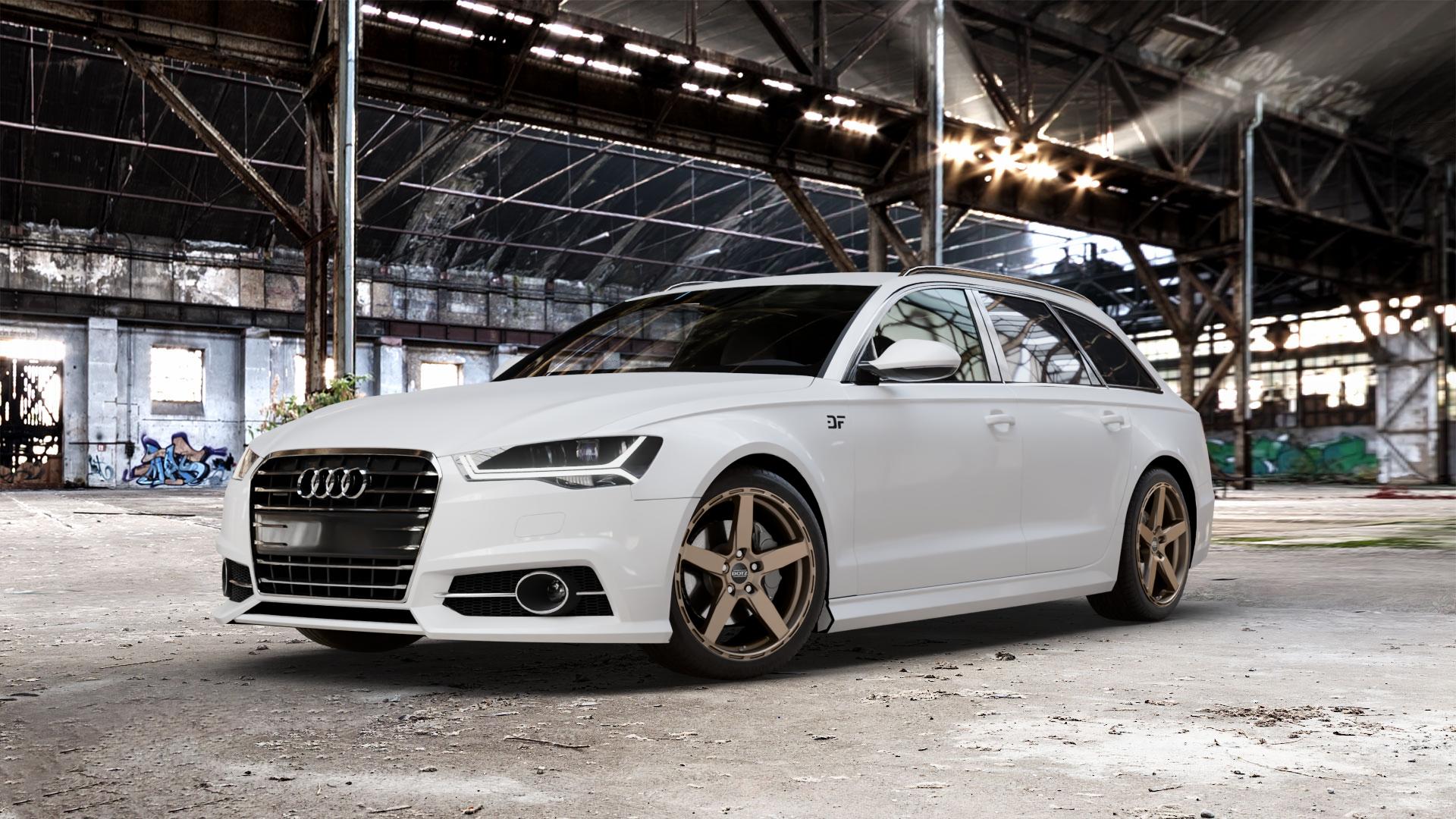 DOTZ MARINABAY BRONZE MATT Felge mit Reifen in 19Zoll Winterfelge Alufelge auf weissem Audi A6 Typ 4G/C7 (Avant) Facelift ⬇️ mit 15mm Tieferlegung ⬇️ Old Industrial Hall_max_5300mm_2024 Frontansicht_1