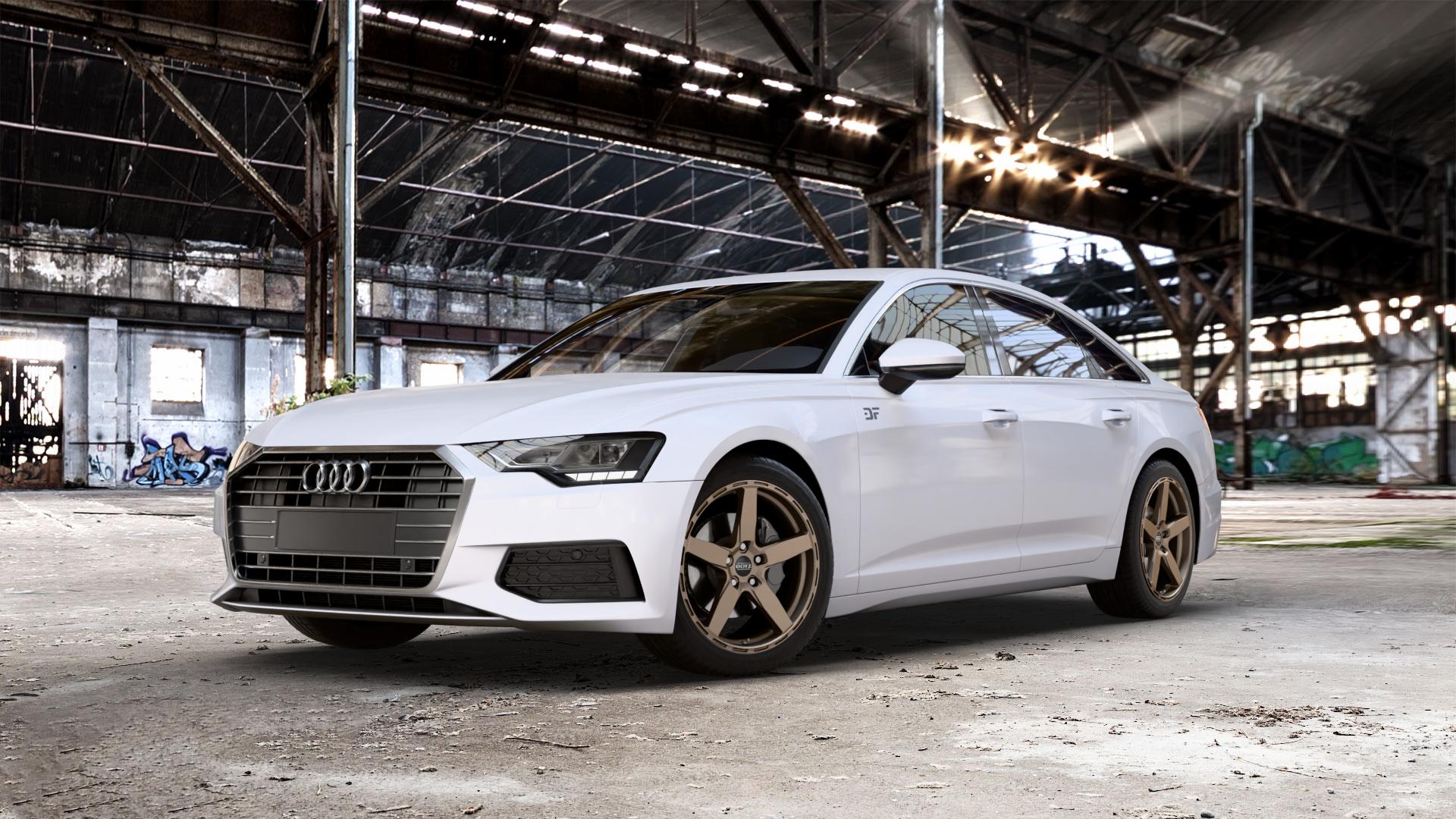 DOTZ MARINABAY BRONZE MATT Felge mit Reifen in 19Zoll Winterfelge Alufelge auf weissem Audi A6 Typ F2/C8 (Limousine) ⬇️ mit 15mm Tieferlegung ⬇️ Old Industrial Hall_max_5300mm_2024 Frontansicht_1