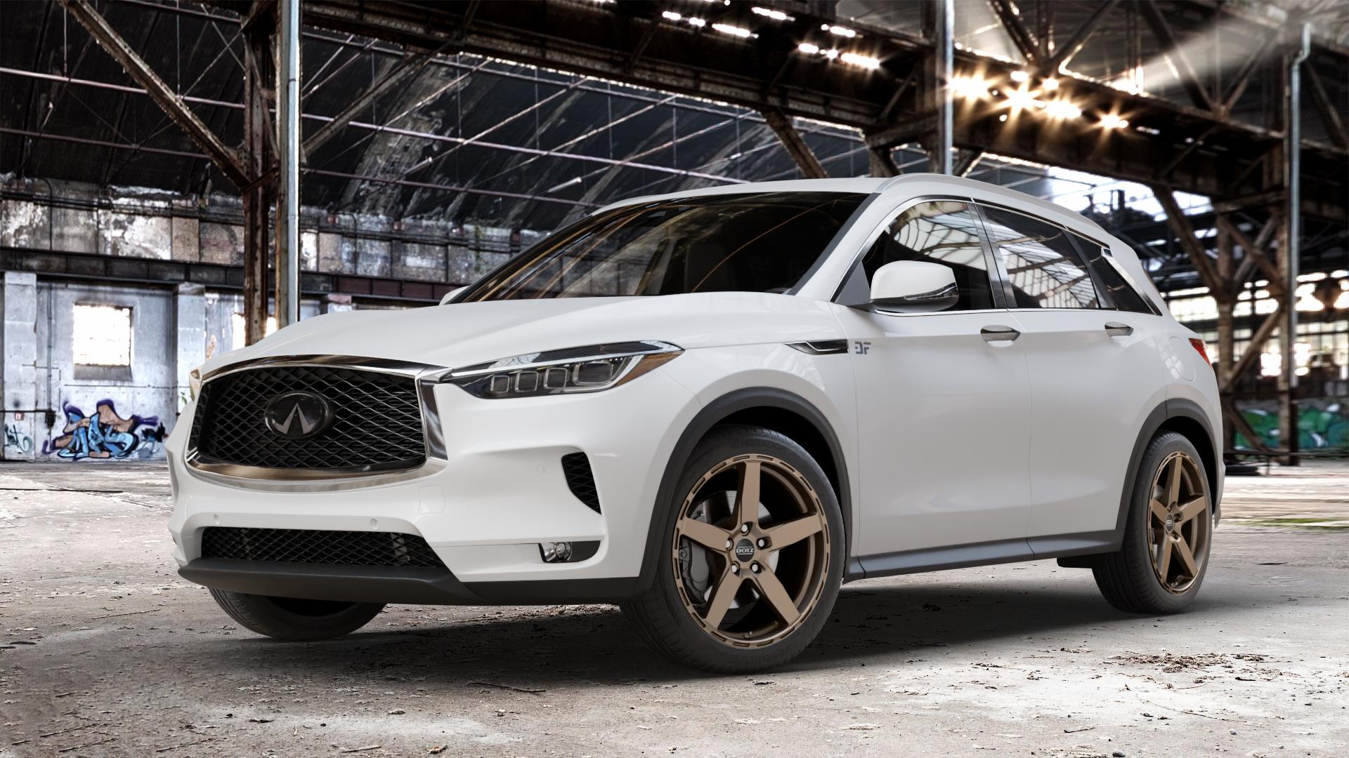 DOTZ MARINABAY BRONZE MATT Felge mit Reifen in 19Zoll Winterfelge Alufelge auf weissem Infiniti QX50 Q ⬇️ mit 15mm Tieferlegung ⬇️ Old Industrial Hall_max_4400mm_2024 Frontansicht_1