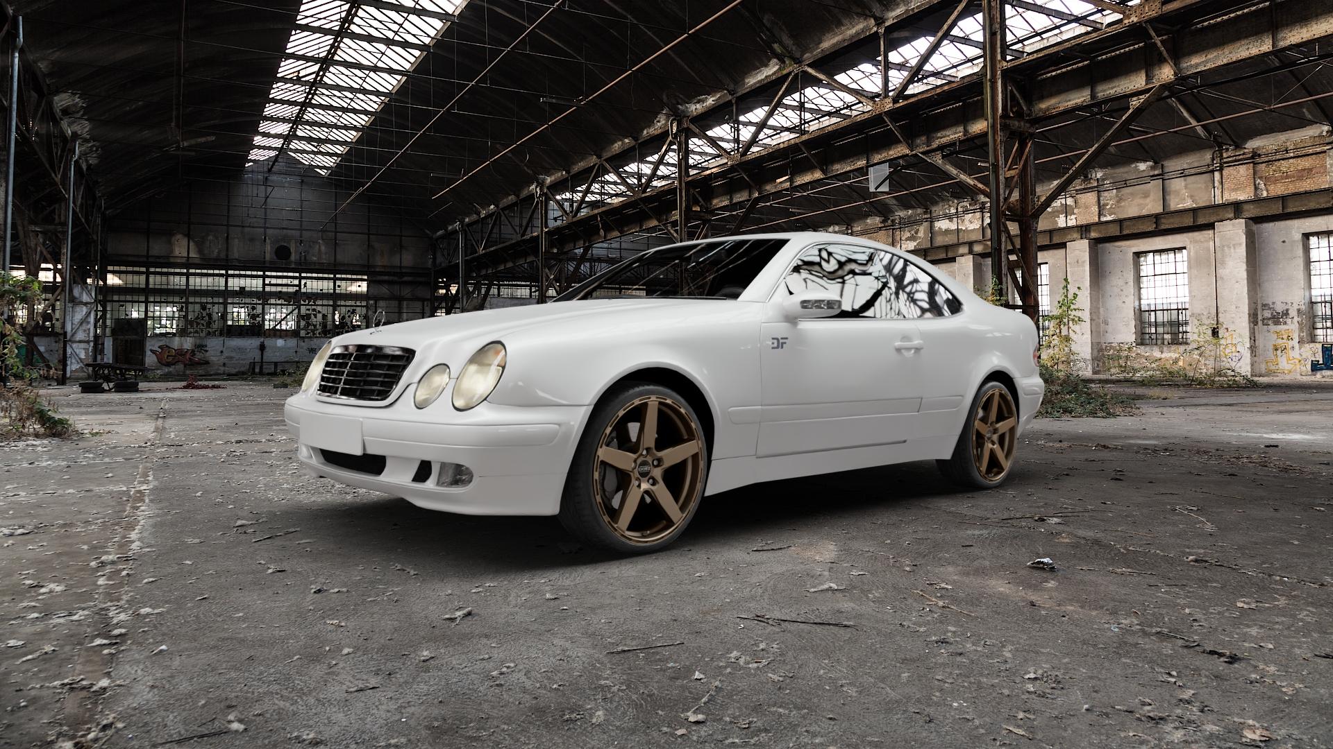 DOTZ MARINABAY BRONZE MATT Felge mit Reifen in 19Zoll Winterfelge Alufelge auf weissem Mercedes CLK Typ C208 Coupe ⬇️ mit 15mm Tieferlegung ⬇️ Old Industrial Hall_max5000mm_2022 Frontansicht_1