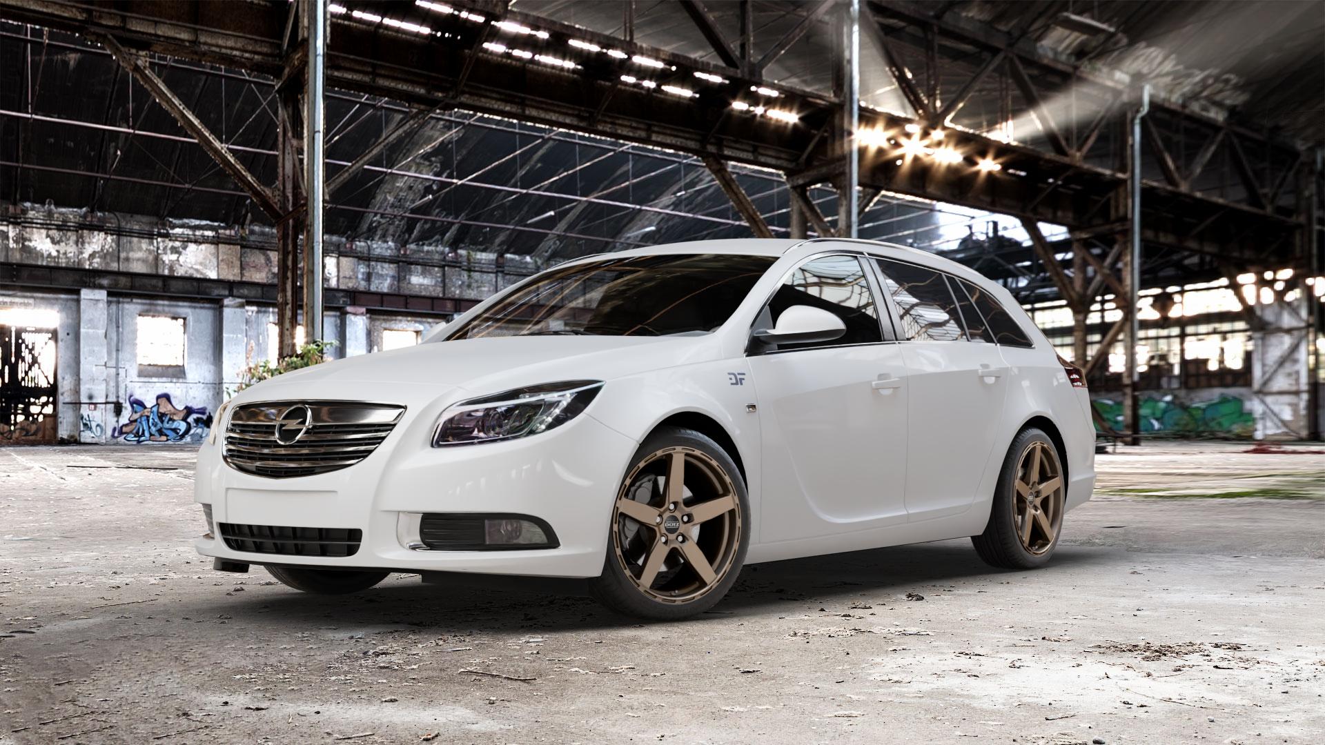 DOTZ MARINABAY BRONZE MATT Felge mit Reifen in 19Zoll Winterfelge Alufelge auf weissem Opel Insignia I Sports Tourer Facelift ⬇️ mit 15mm Tieferlegung ⬇️ Old Industrial Hall_max_5300mm_2024 Frontansicht_1