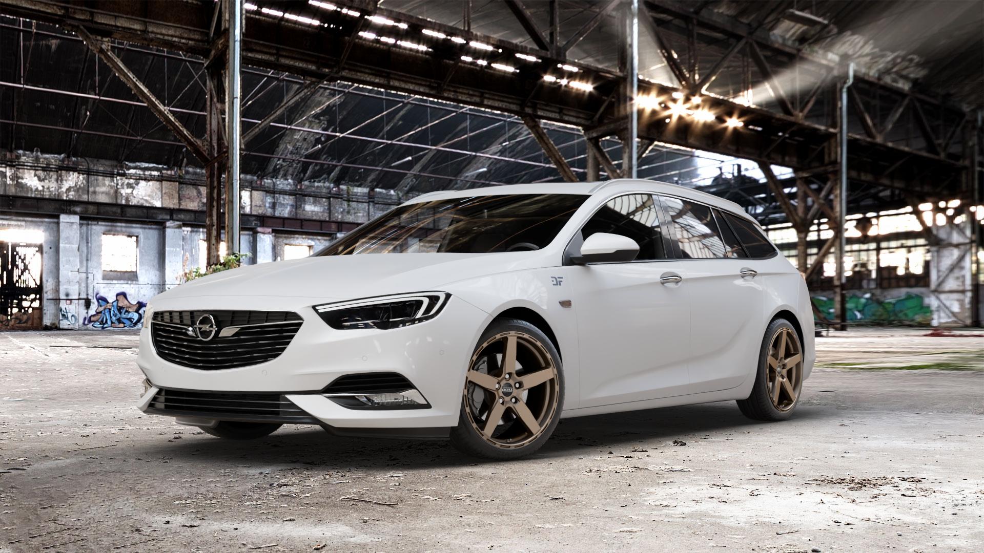 DOTZ MARINABAY BRONZE MATT Felge mit Reifen in 19Zoll Winterfelge Alufelge auf weissem Opel Insignia II Sports Tourer Typ Z-B ⬇️ mit 15mm Tieferlegung ⬇️ Old Industrial Hall_max_5300mm_2024 Frontansicht_1