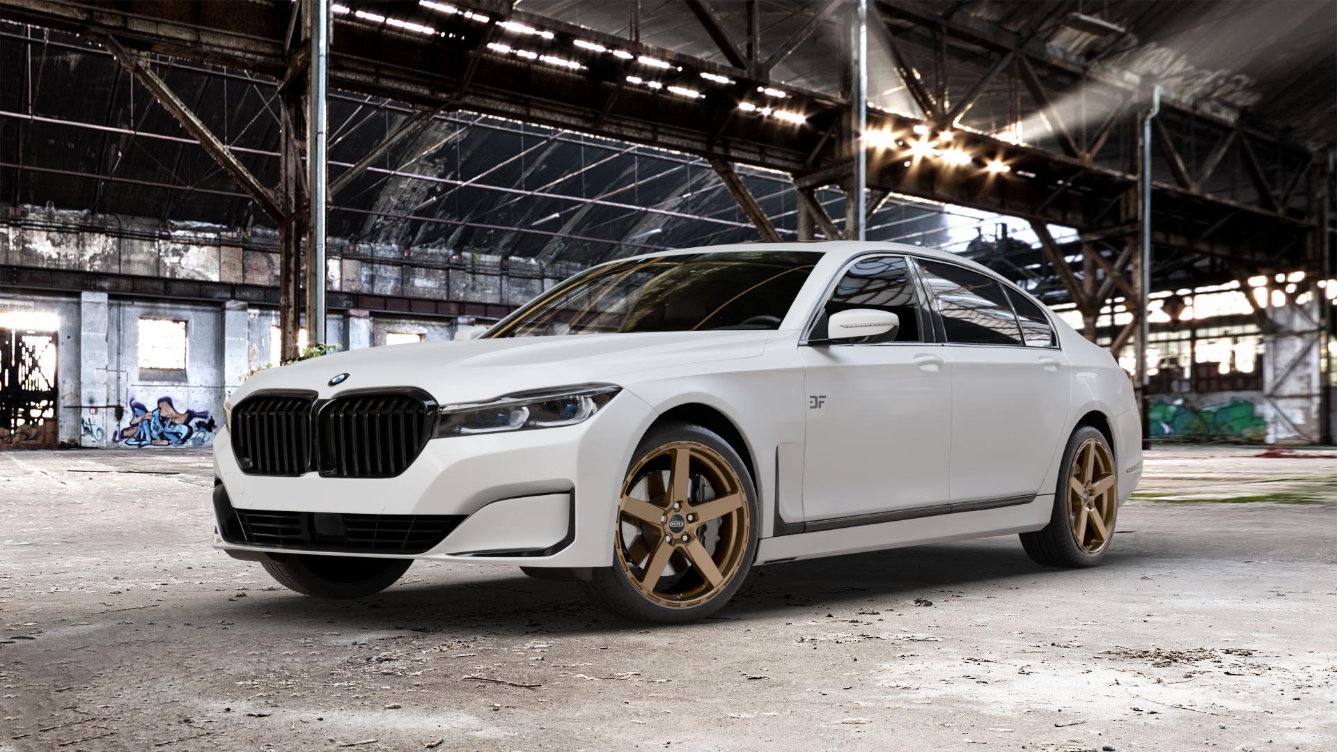 DOTZ MARINABAY BRONZE MATT Felge mit Reifen in 20Zoll Winterfelge Alufelge auf weissem BMW 730Li Typ G12 Facelift 740Li xDrive 745Le 750Li M760Li 7er Limousine lang (7L) ⬇️ mit 15mm Tieferlegung ⬇️ Old Industrial Hall_max_5300mm_2024 Frontansicht_1