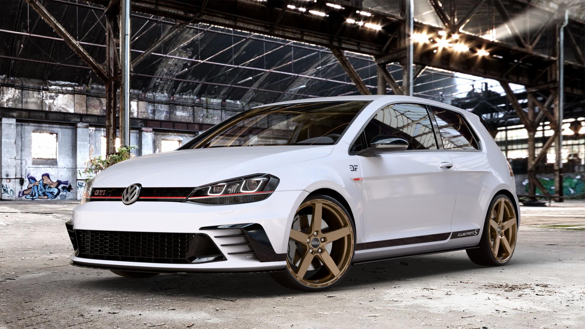 DOTZ MARINABAY BRONZE MATT Felge mit Reifen in 20Zoll Winterfelge Alufelge auf weissem unilack Volkswagen (VW) Golf 7 2,0l GTI Clubsport 195kW (265 PS) S 228kW (310 Facelift TCR 213kW (290 ⬇️ mit 15mm Tieferlegung ⬇️ Old Industrial Hall_max_4400mm_2024 Frontansicht_1