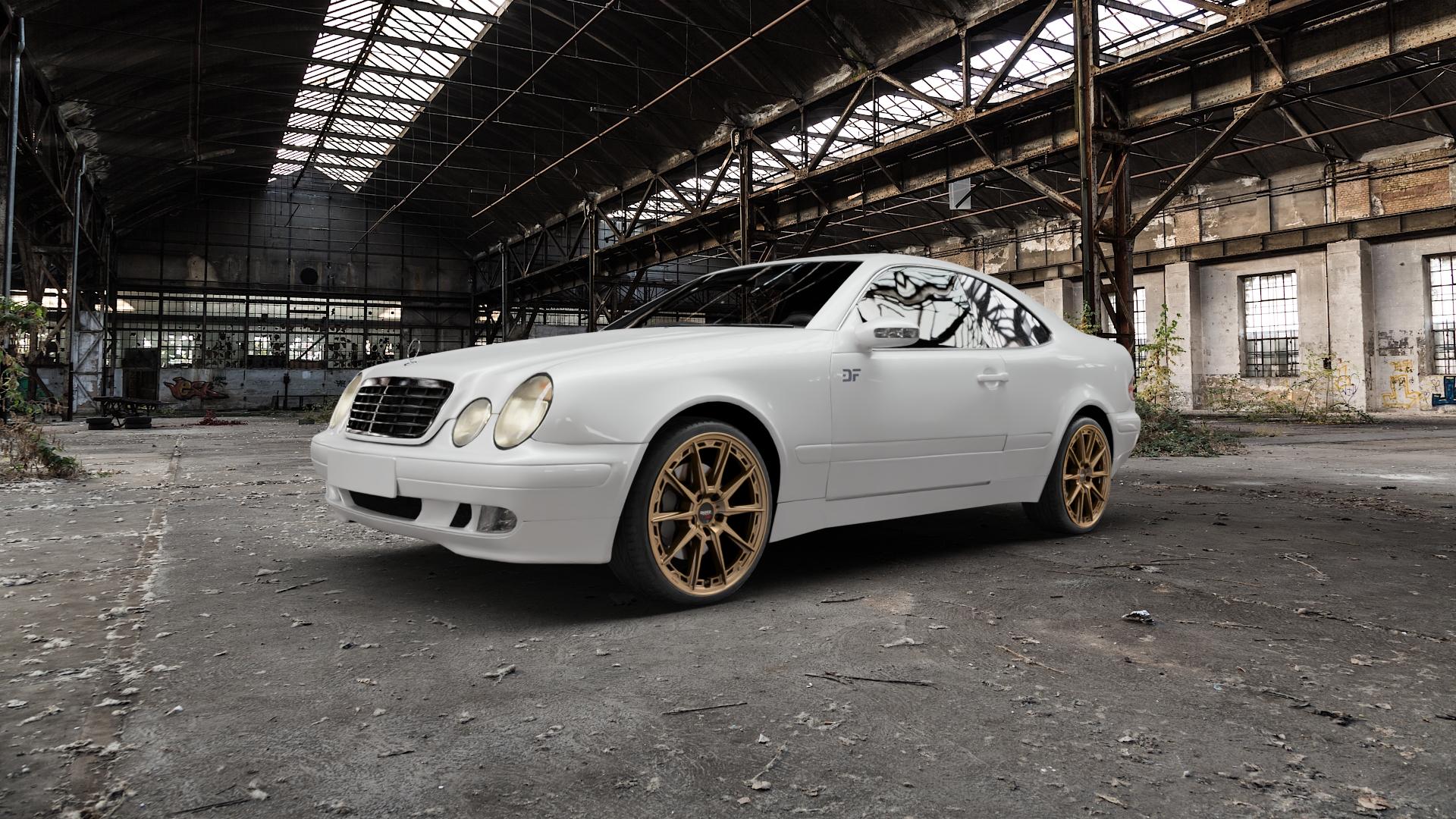 DOTZ SONOMA BRONZE MATT Felge mit Reifen in 19Zoll Winterfelge Alufelge auf weissem Mercedes CLK Typ C208 Coupe ⬇️ mit 15mm Tieferlegung ⬇️ Old Industrial Hall_max5000mm_2022 Frontansicht_1