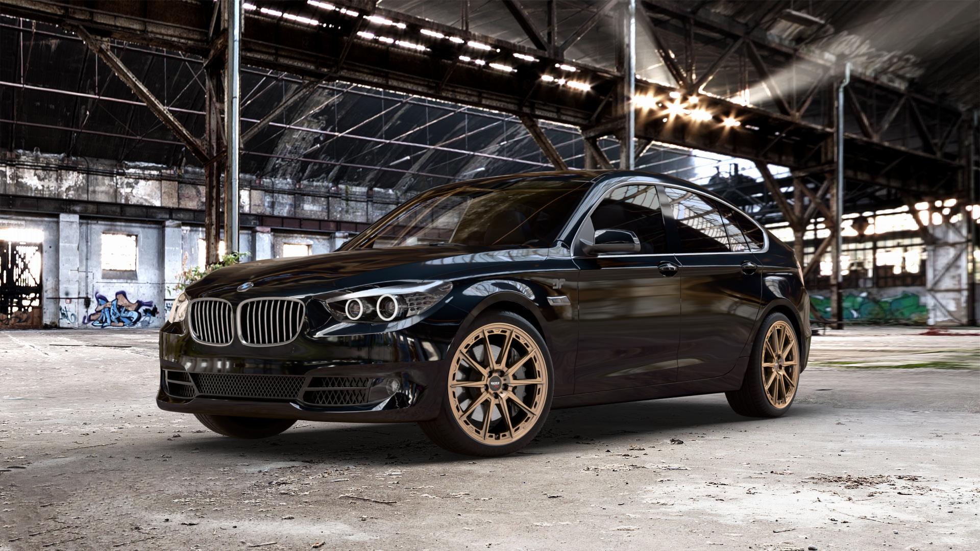 DOTZ SONOMA BRONZE MATT Felge mit Reifen in 20Zoll Winterfelge Alufelge auf schwarzem BMW 535i GT Typ F07 xDrive 550i 530d 535d 520d 528i 5er Gran Turismo (GT, K-N1) ⬇️ mit 15mm Tieferlegung ⬇️ Old Industrial Hall_max_5300mm_2024 Frontansicht_1
